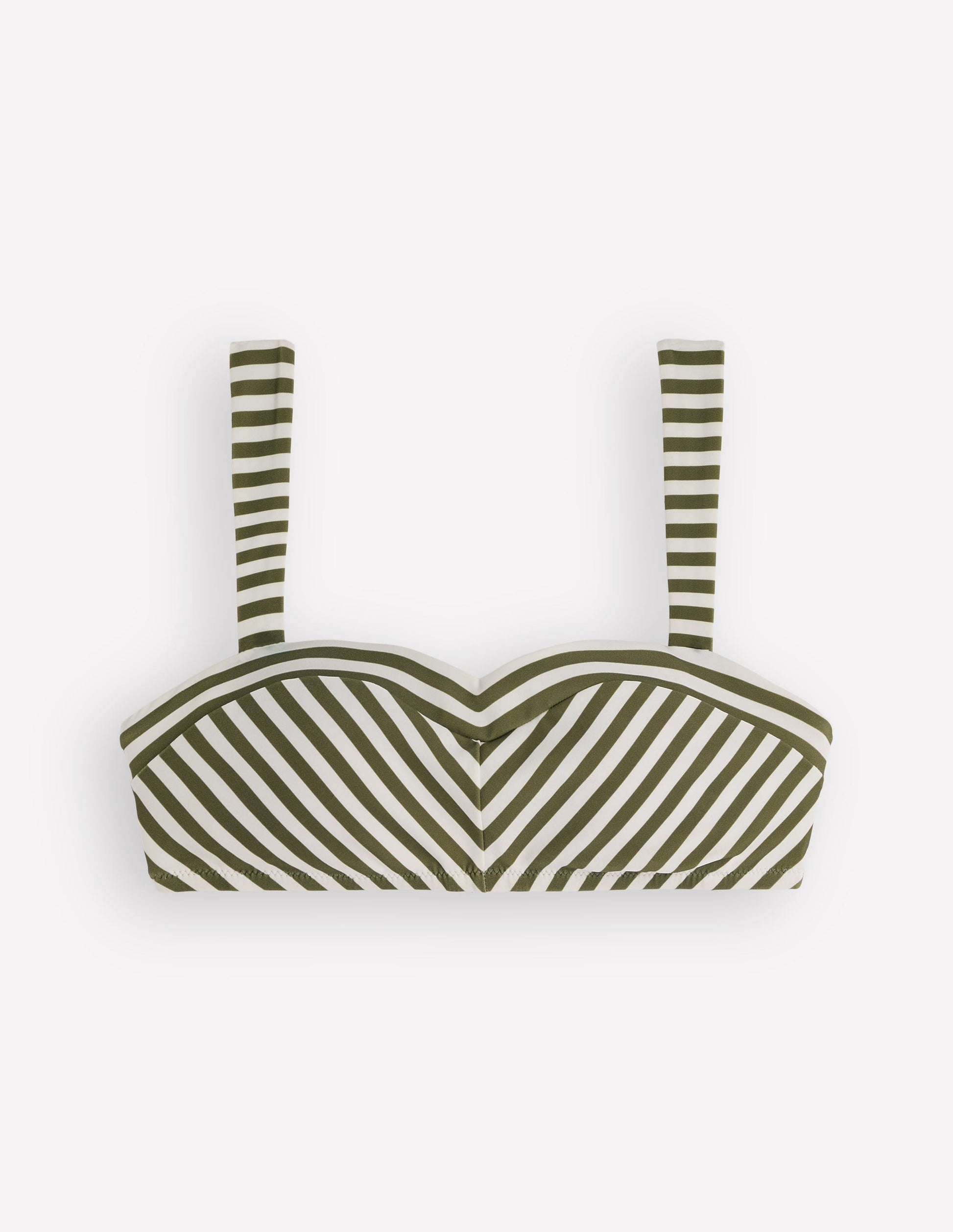 Clean Sweetheart Bikini Top-Olive, Ivory Stripe-6