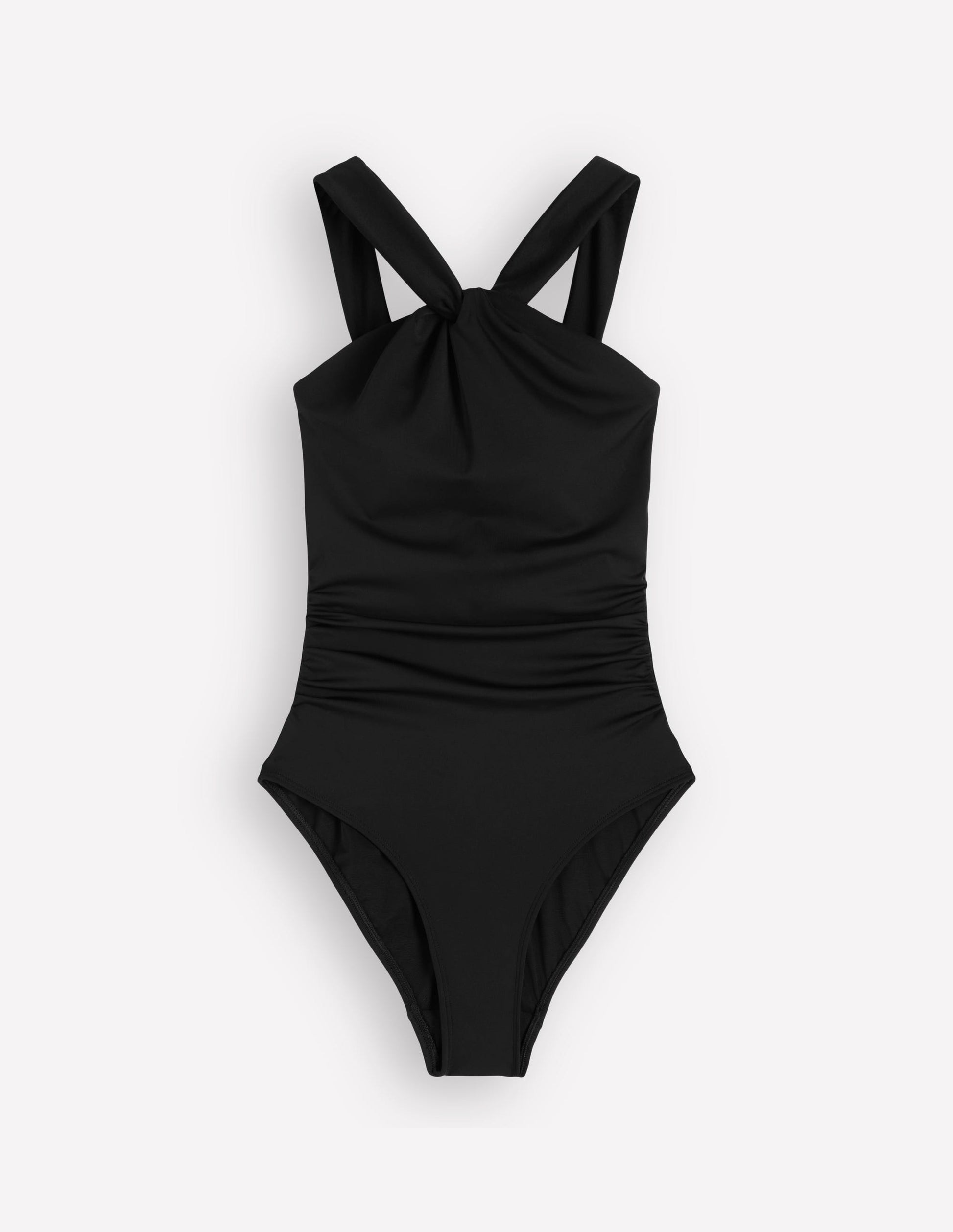 Pleated Strap Cross Swimsuit-Black-6