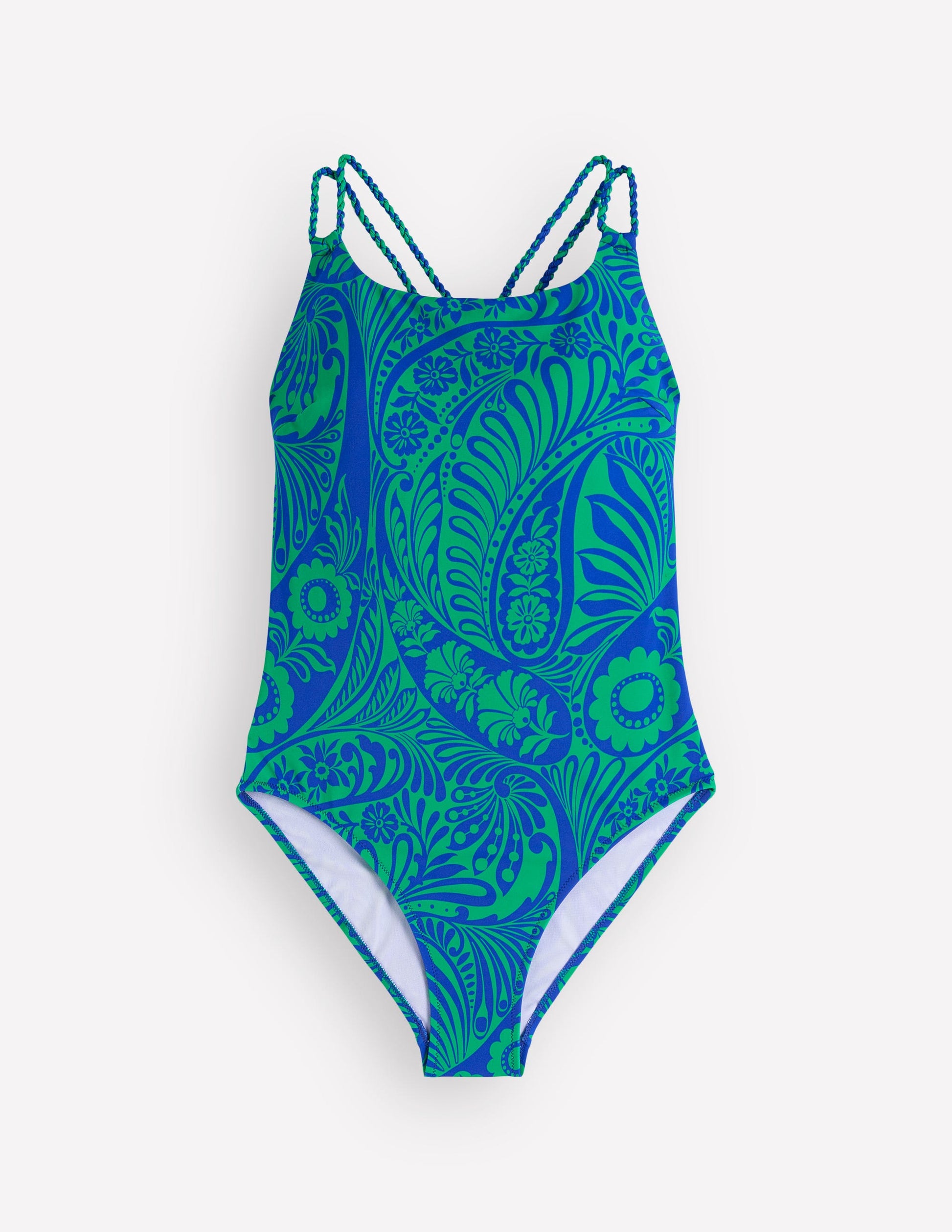 Twist Strap Swimsuit-Blue, Enchanted Paisley-5