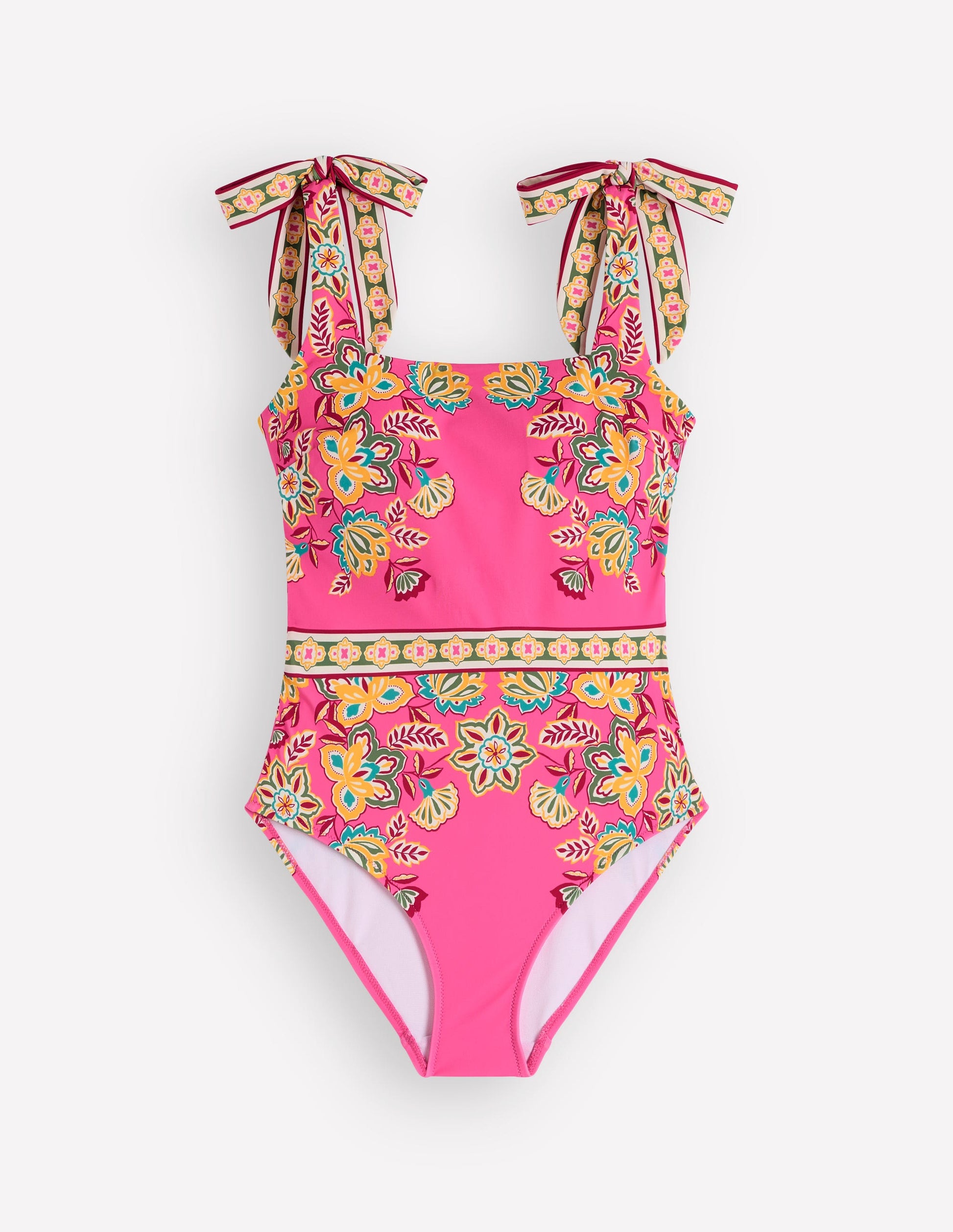 Bow Tie Shoulder Swimsuit-Sangria Sunset, Blossom-6