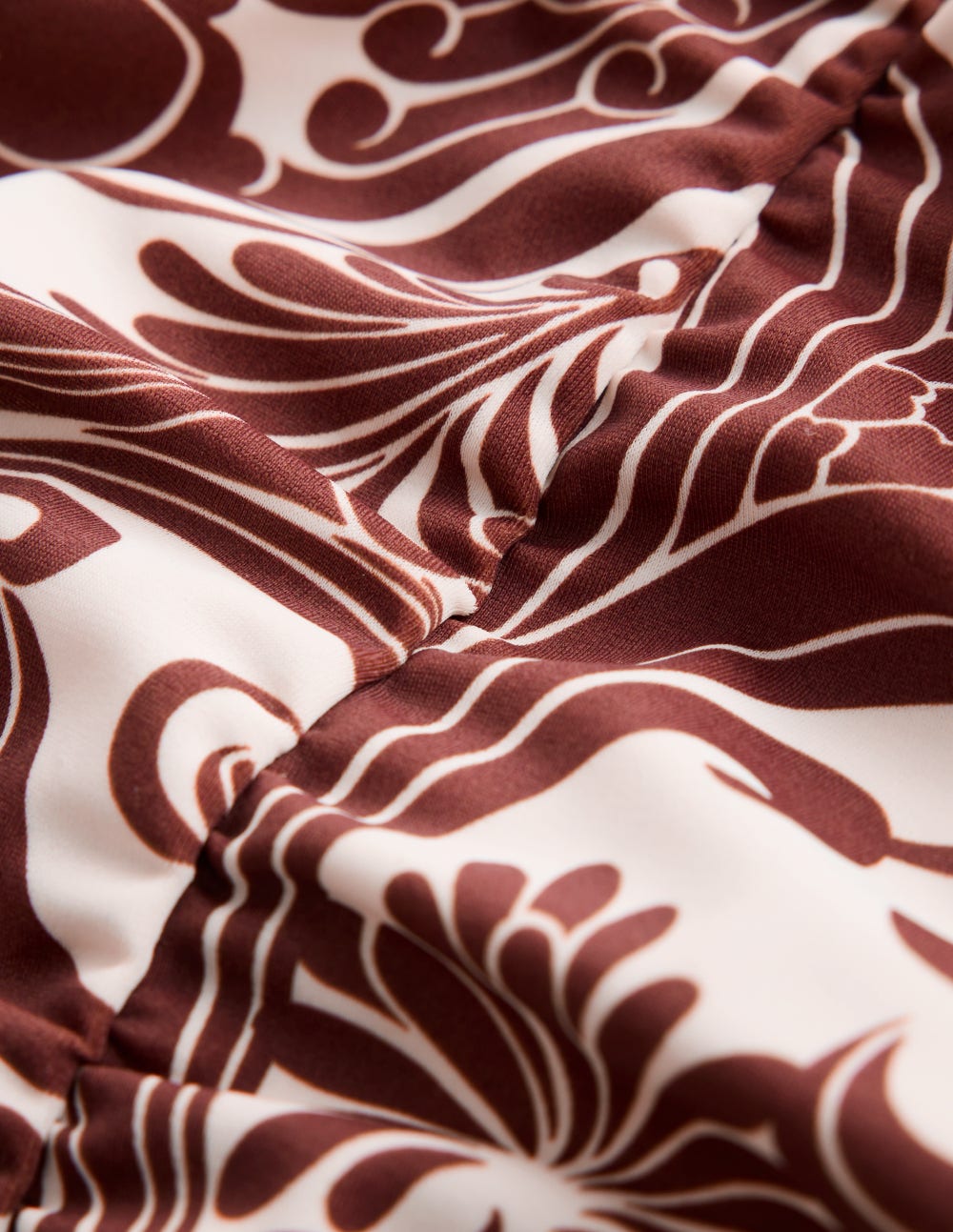 Gather String Swimsuit-Hot Chocolate, Foliage Whirl-7