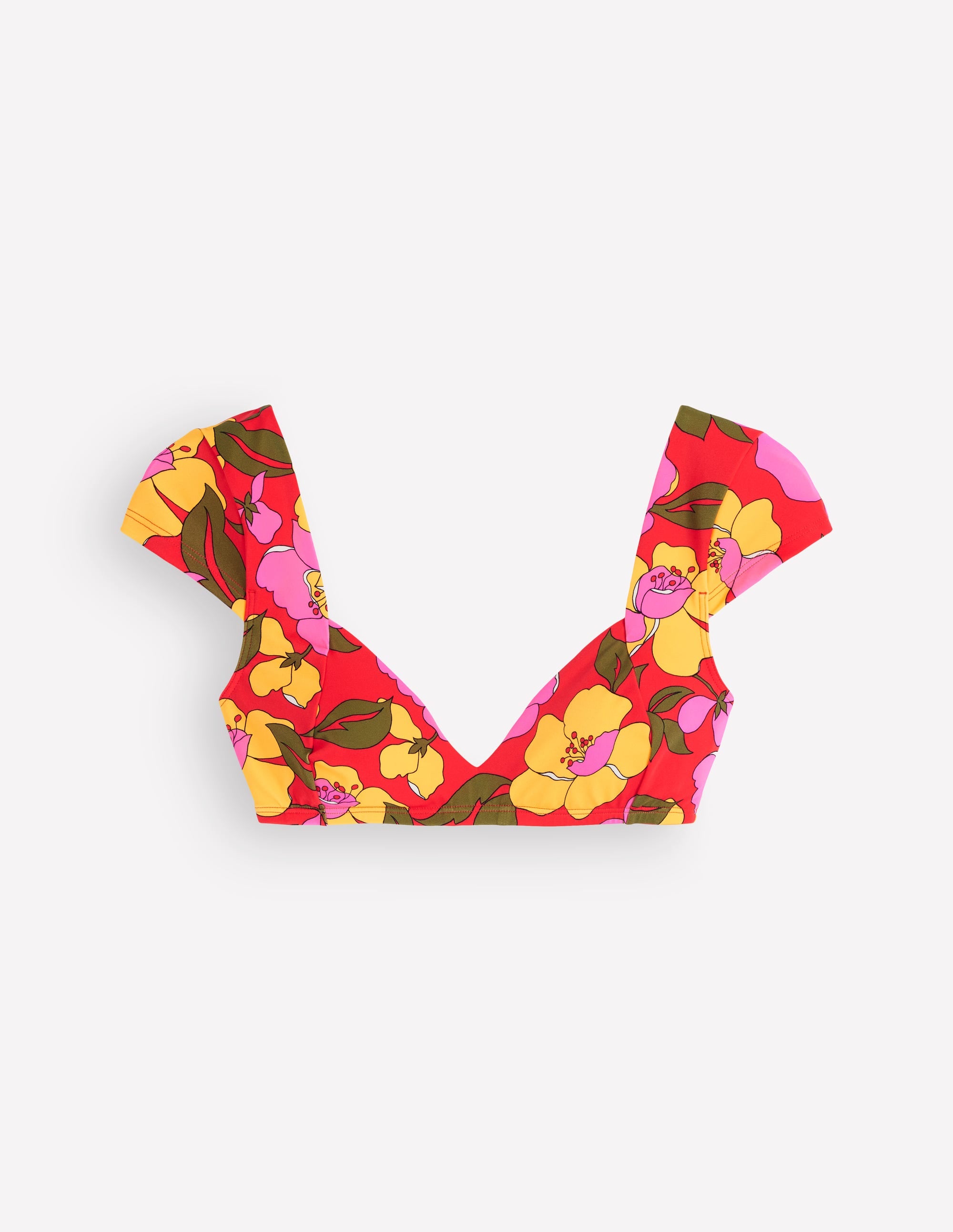 Sweetheart Sleeve Bikini Top-Red, Radiant Bloom - Image 7
