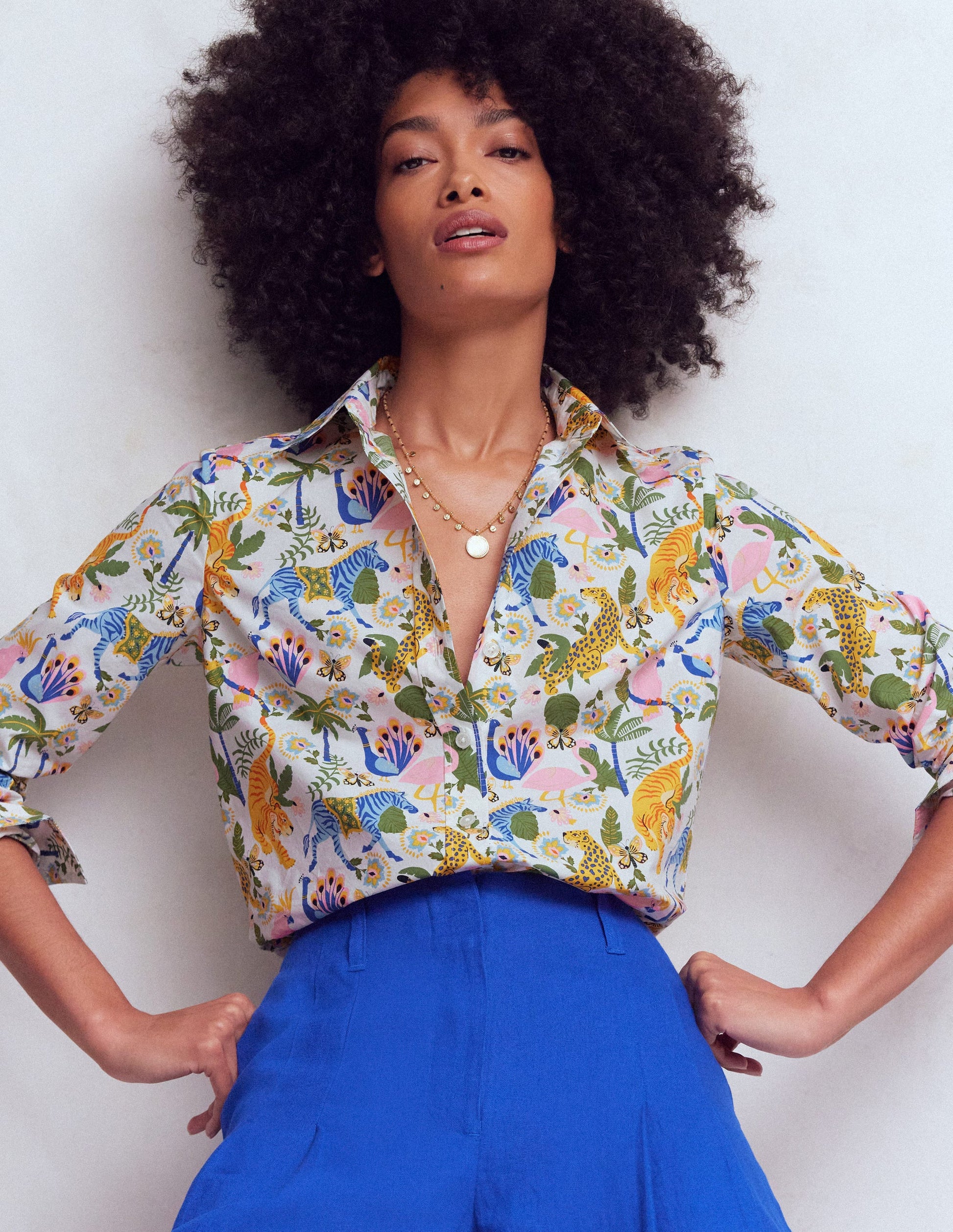 Sienna Cotton Shirt-Multi, Tropical Safari-5
