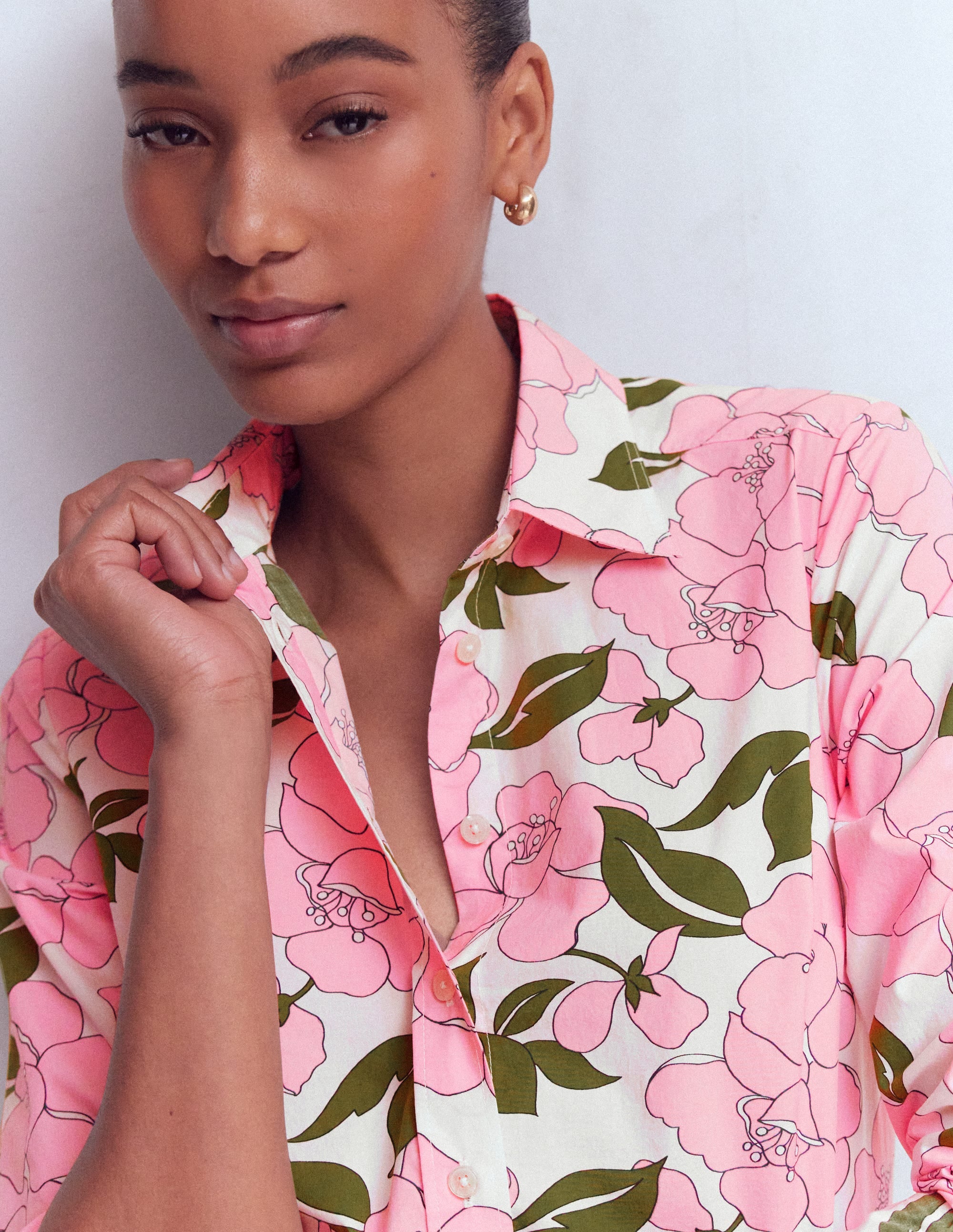 Sienna Cotton Shirt-Blossom Pink, Radiant Bloom - Image 2