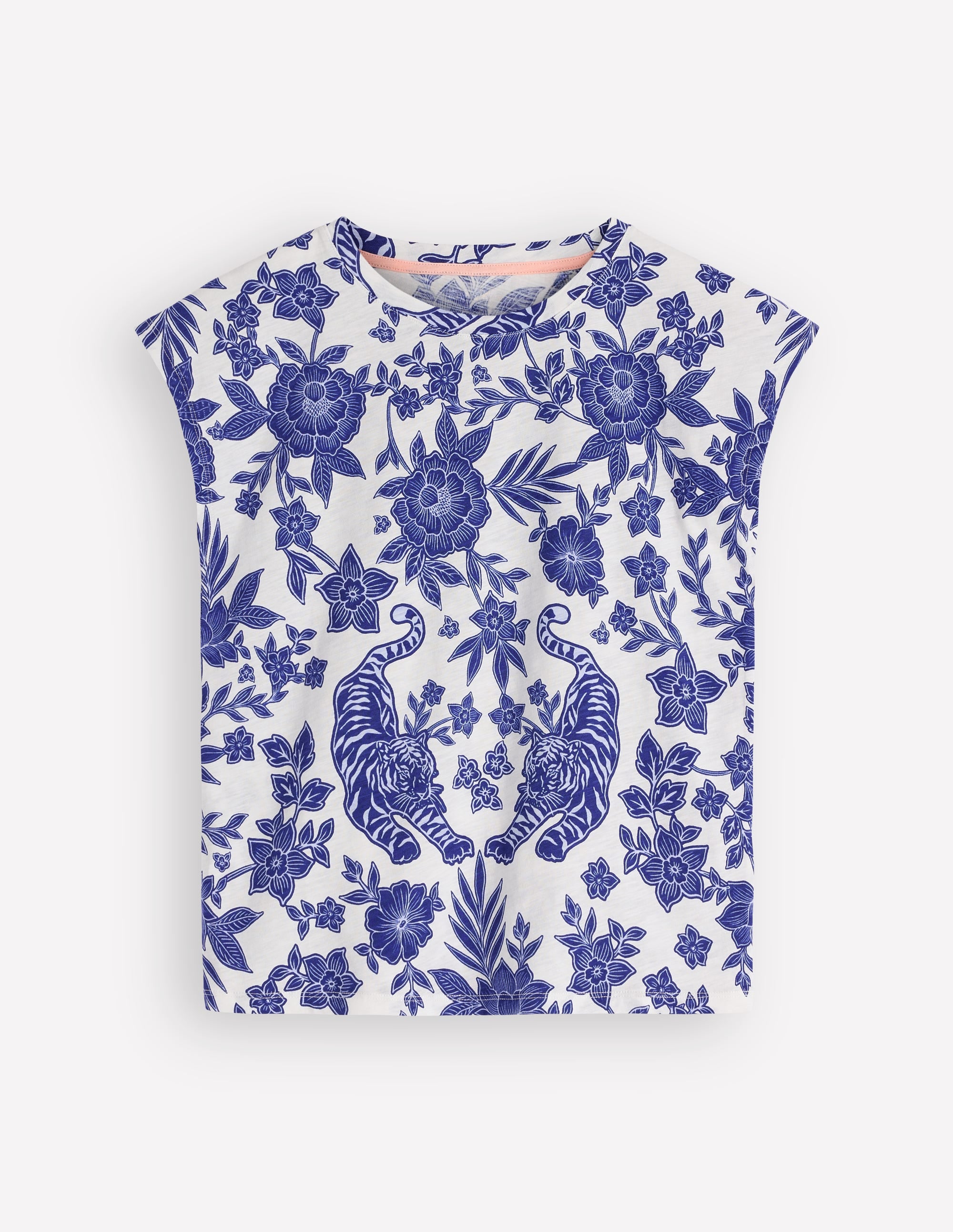 Louisa Slub T-Shirt-Blue Tigers Paradise Placement - Image 5