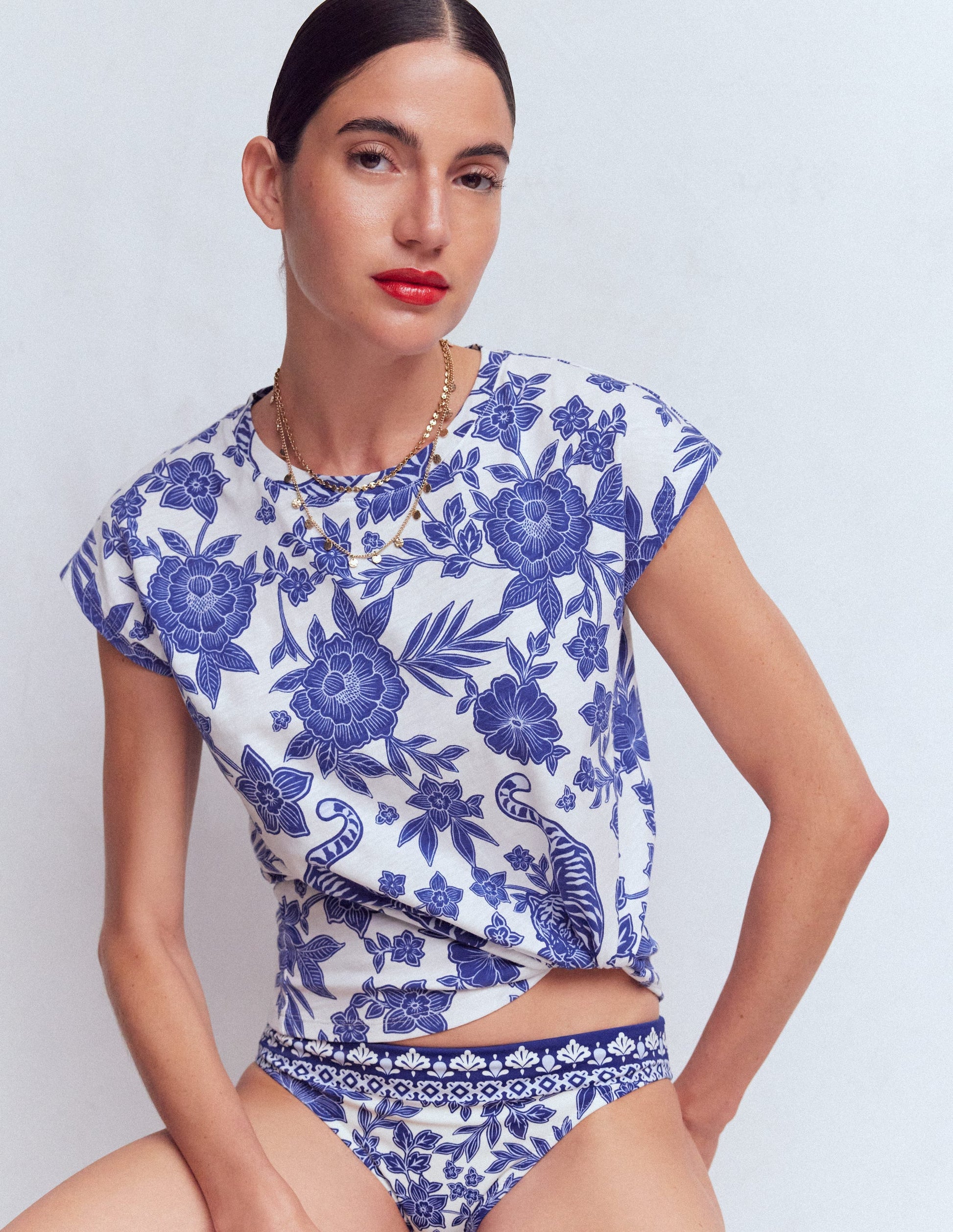Louisa Slub T-Shirt-Blue Tigers Paradise Placement-1