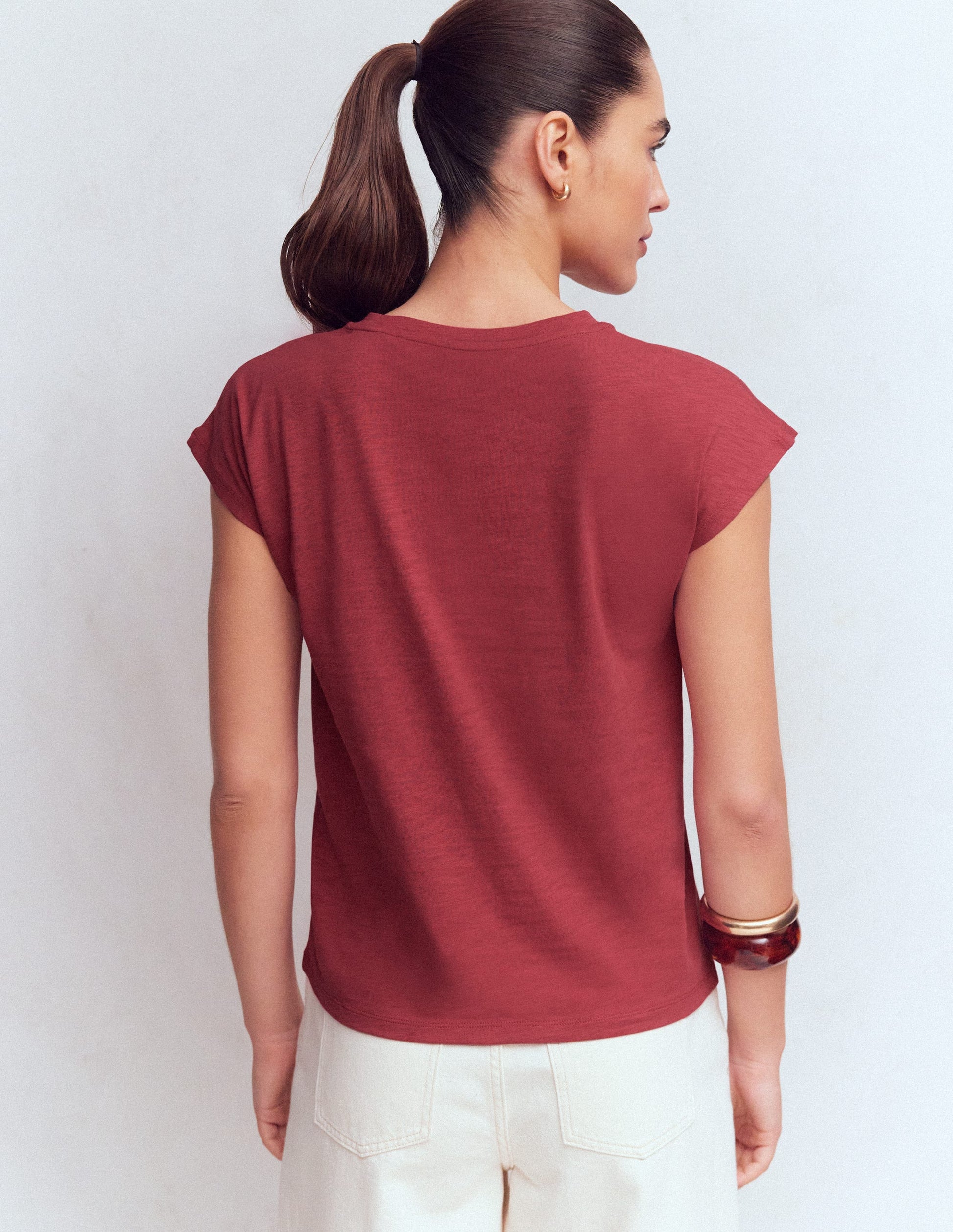 Louisa Slub T-Shirt-Earth Red-3