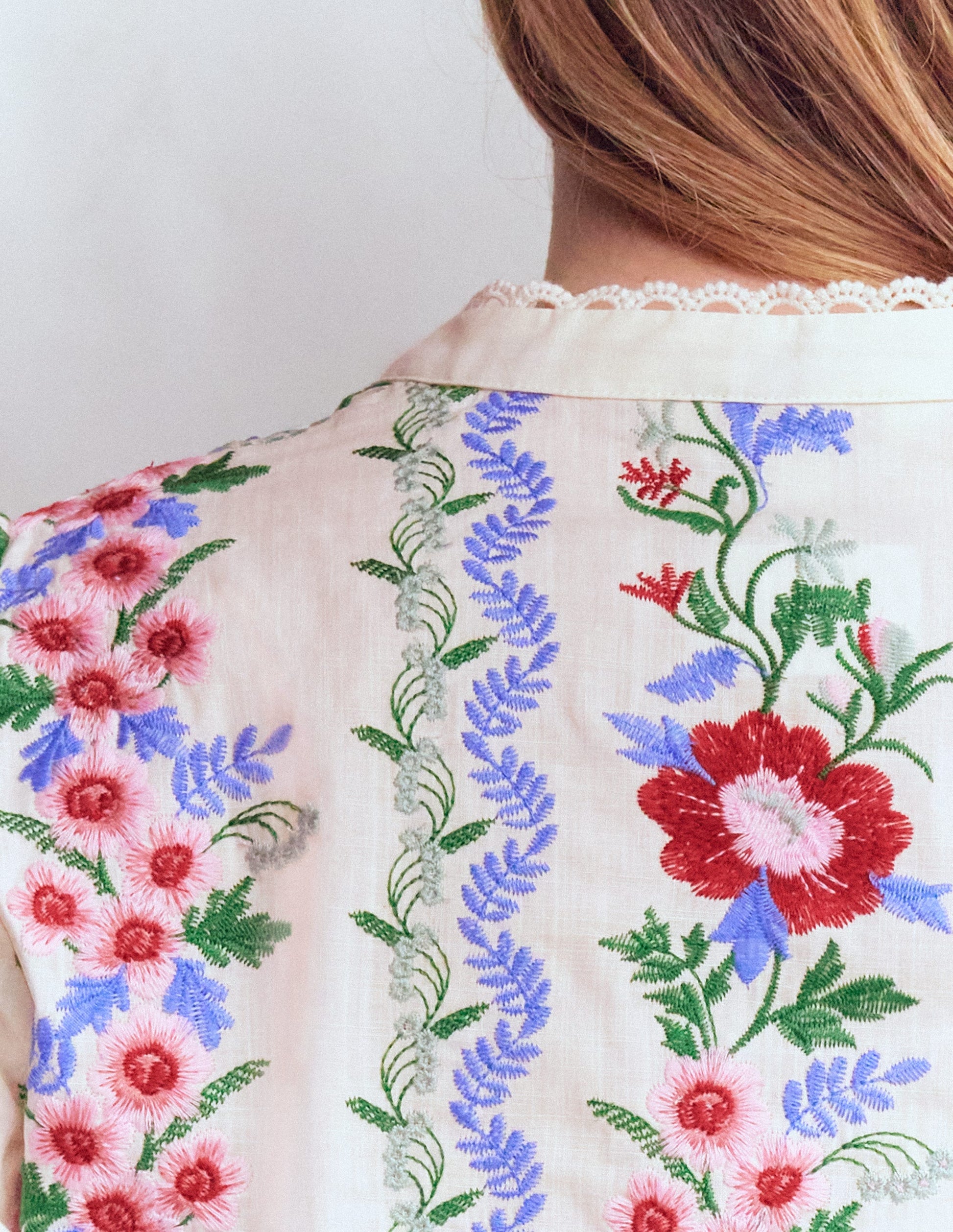 Embroidered Notch Neck Top-Floral Embroidery-7