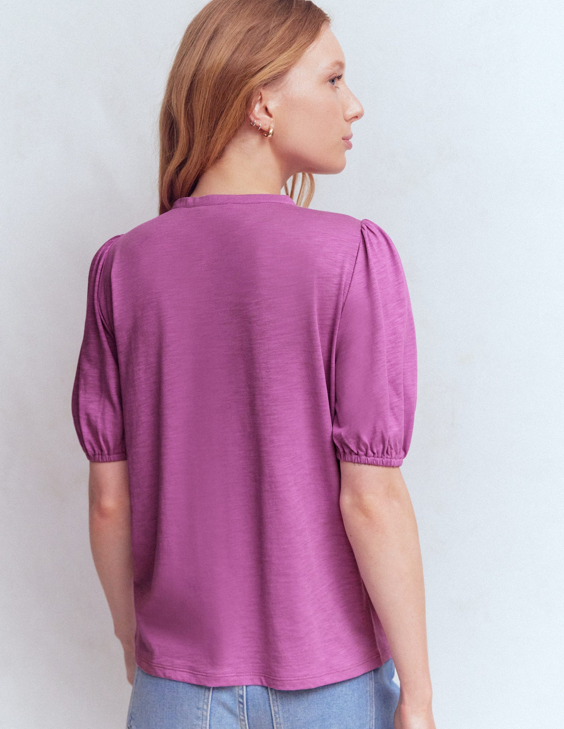 Mya Short Sleeve Smocked Shirt-Clover Purple-3