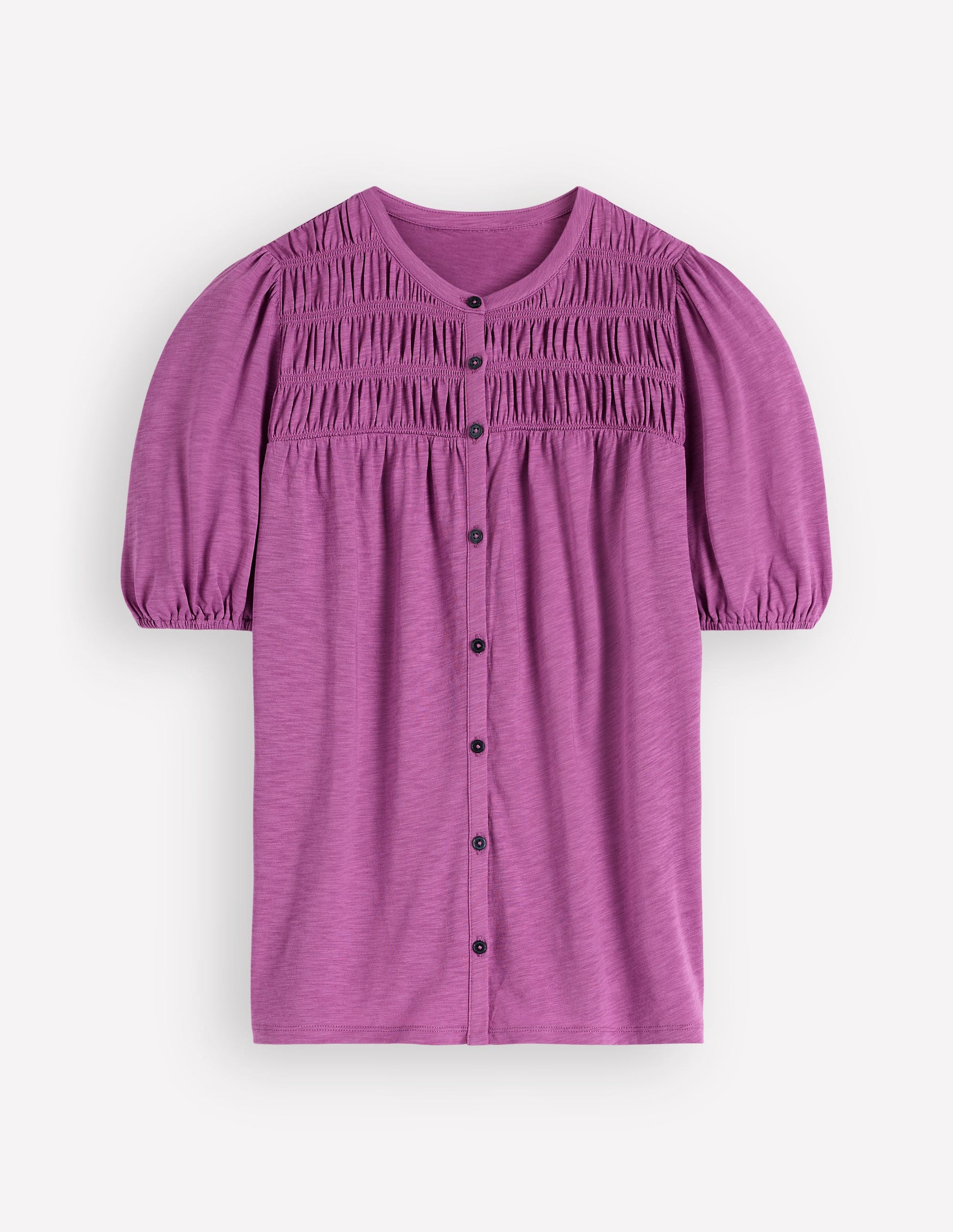 Mya Short Sleeve Smocked Shirt-Clover Purple-6