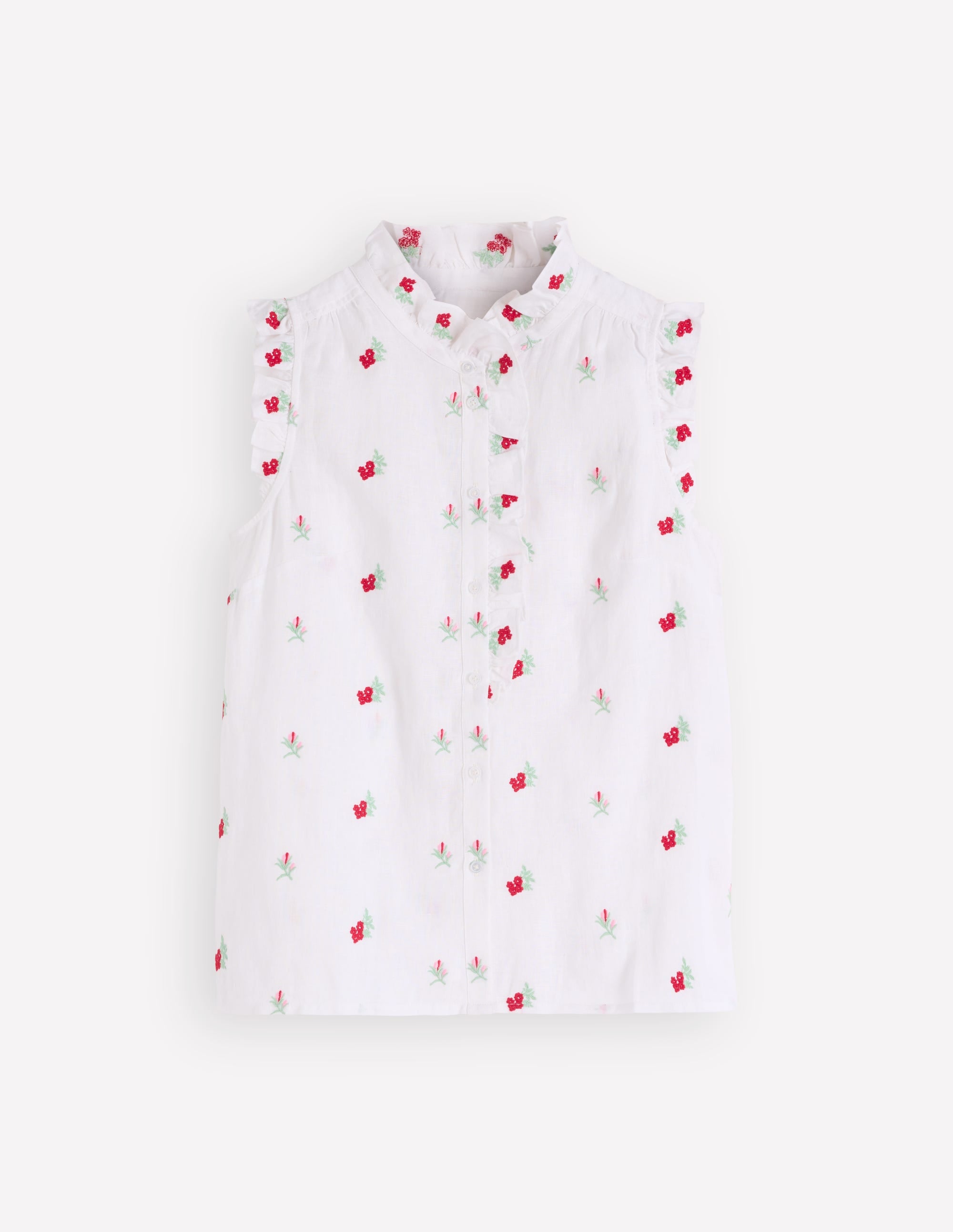 Isabel Sleeveless Linen Top-Floral Embroidery - Image 6