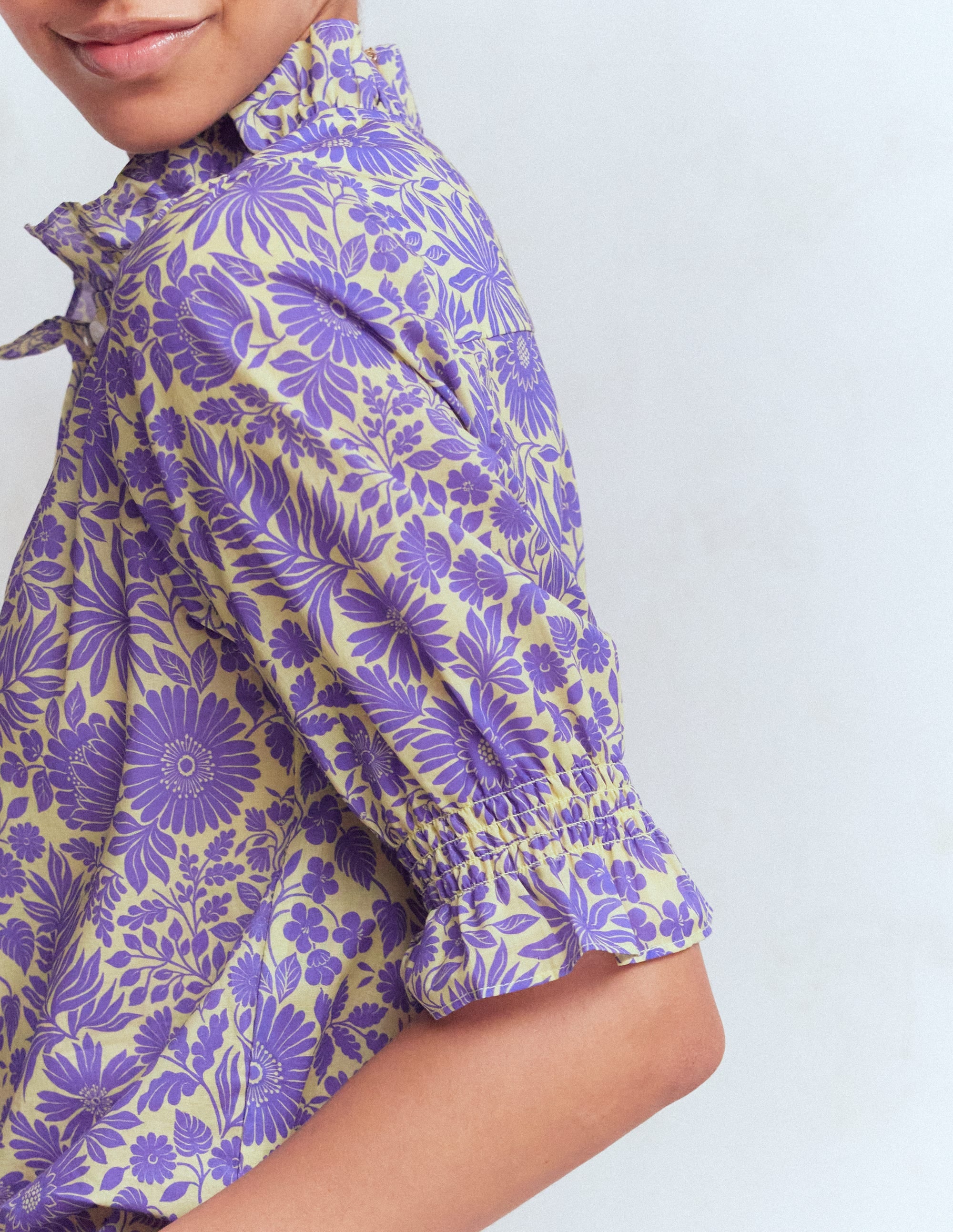 Heather Smocked Sleeve Top-Han Purple, Flowerbed Bloom - Image 2