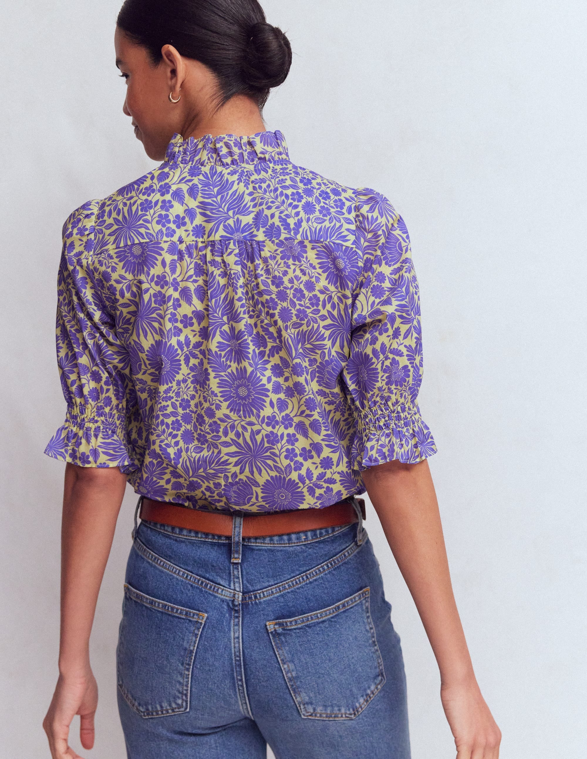 Heather Smocked Sleeve Top-Han Purple, Flowerbed Bloom - Image 3