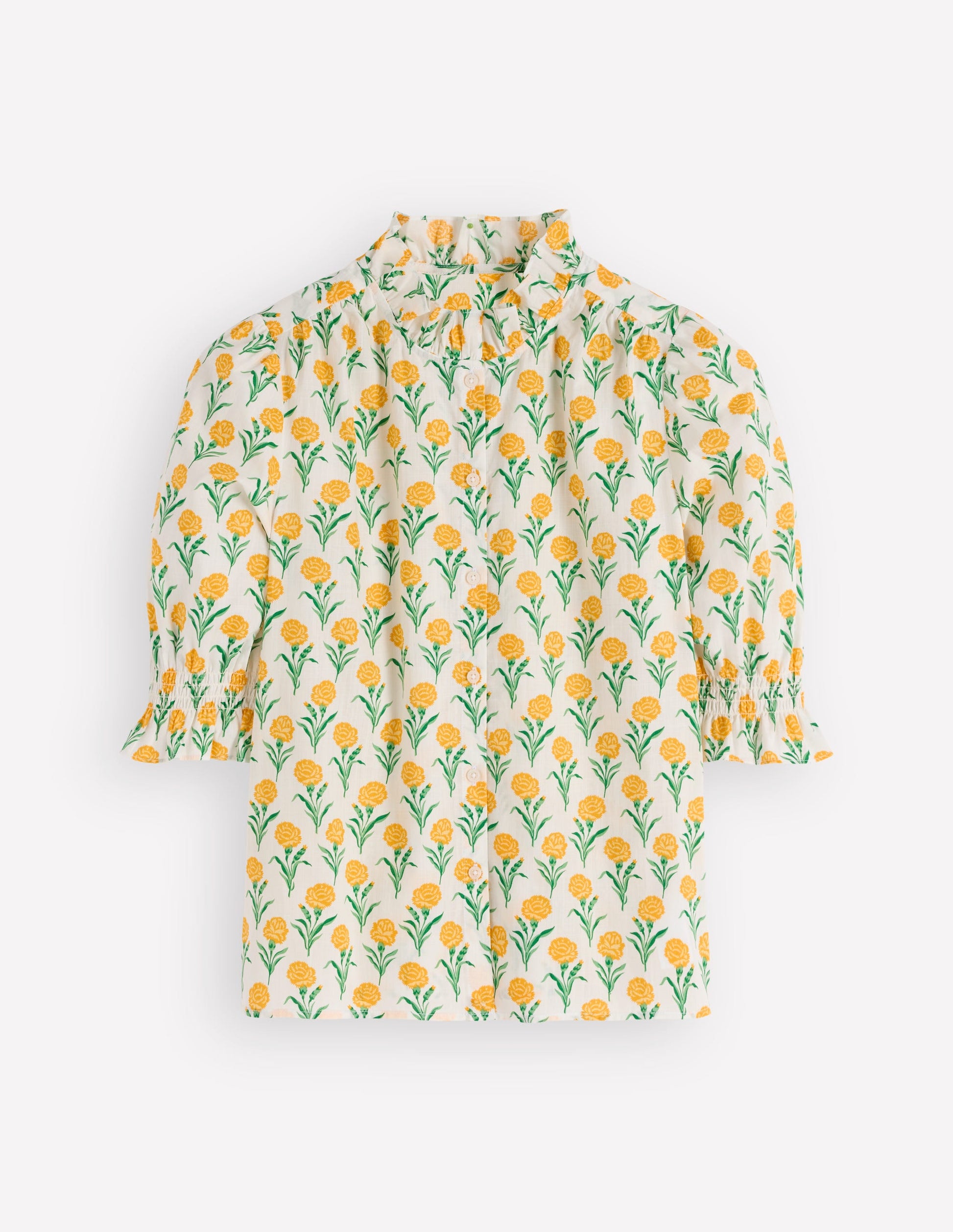 Heather Smocked Sleeve Top-Marigold, Carnation Stems-7