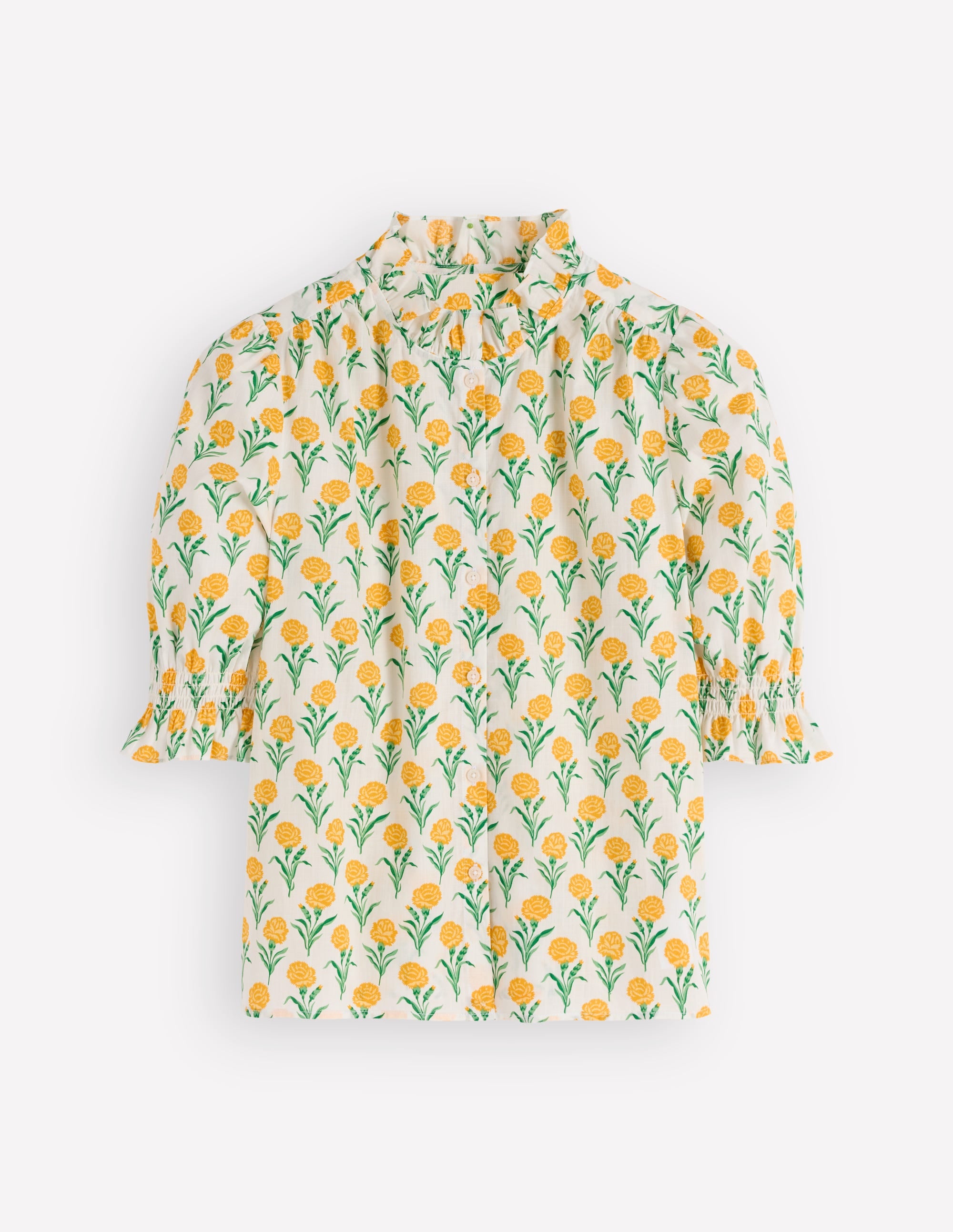 Heather Smocked Sleeve Top-Marigold, Carnation Stems - Image 7