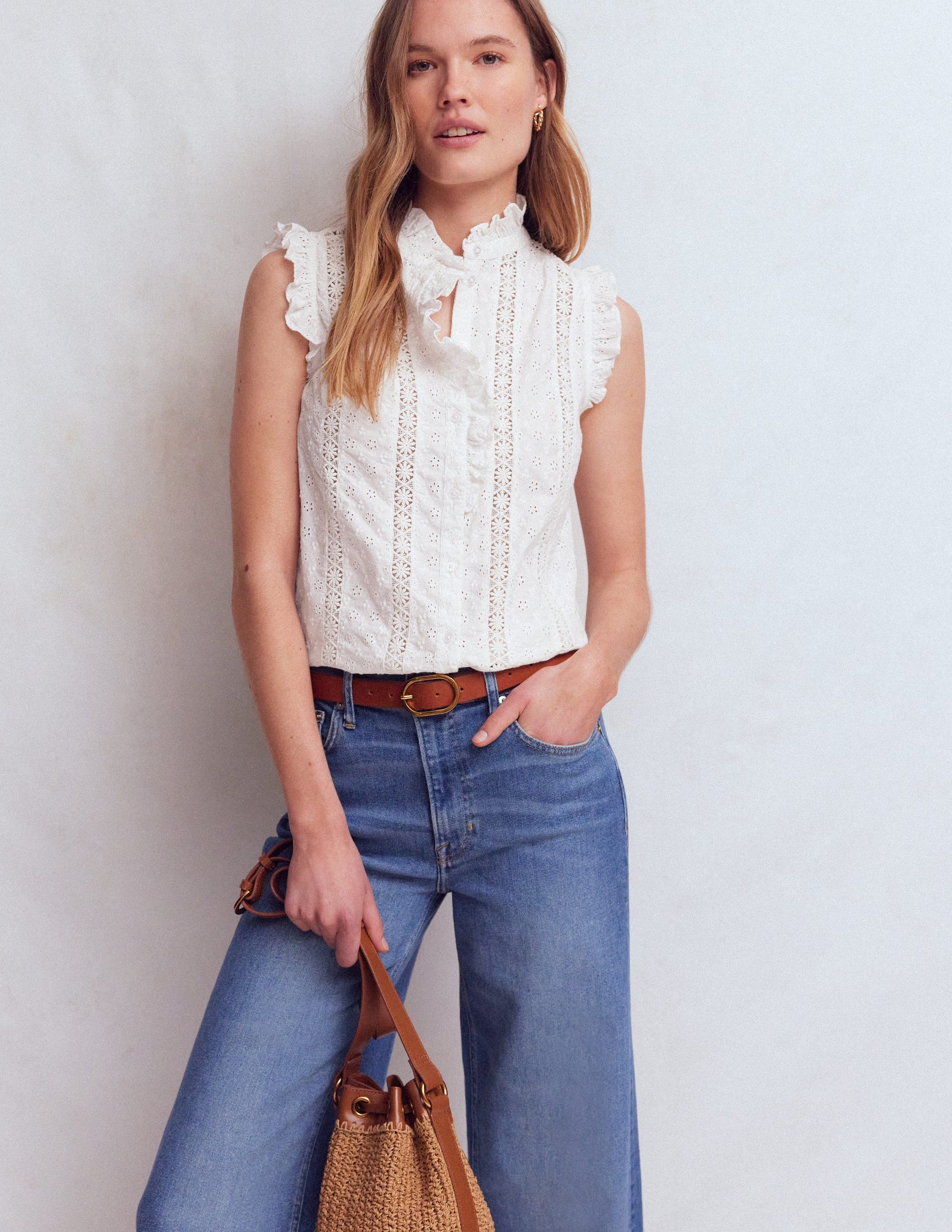 Isabel Sleeveless Broderie Top-White-4