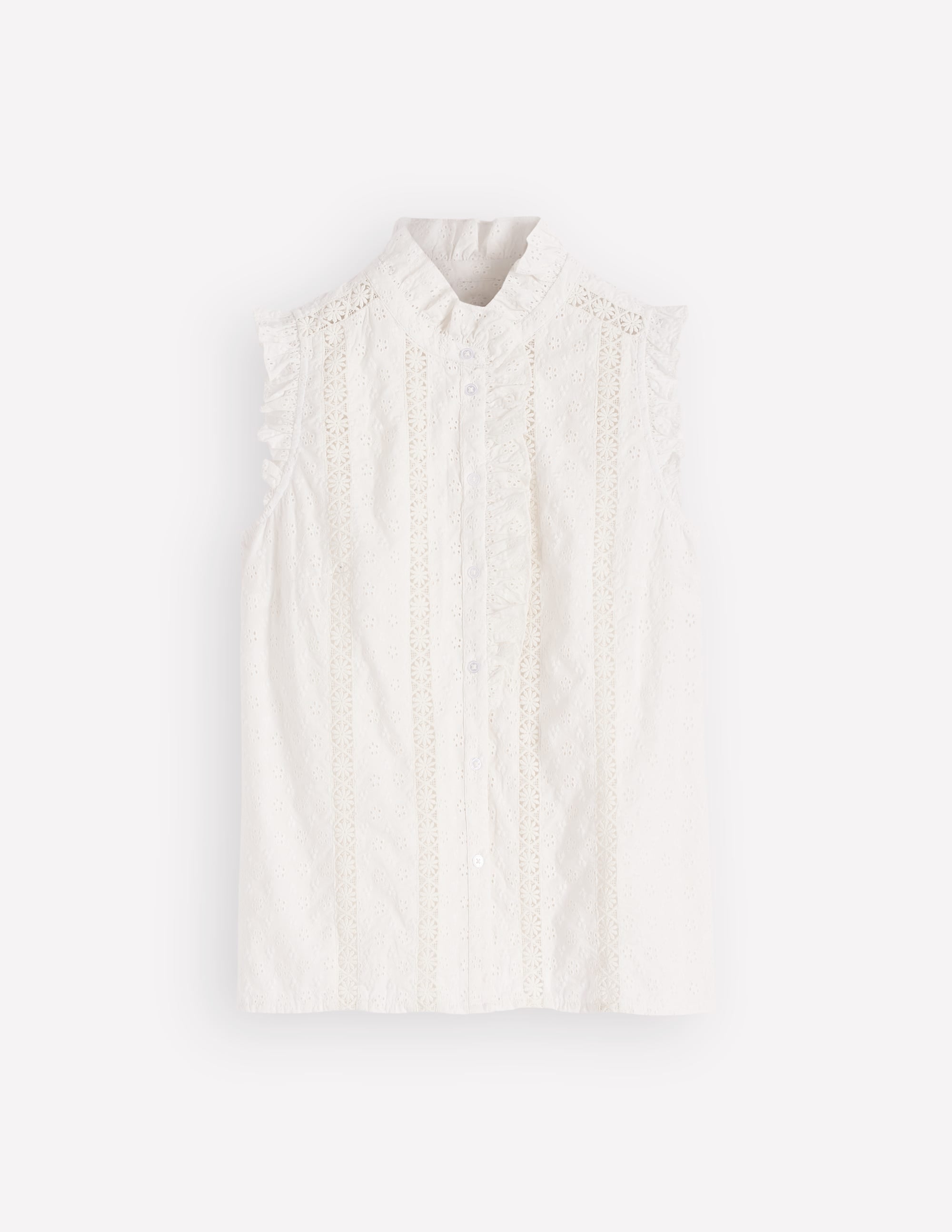 Isabel Sleeveless Broderie Top-White - Image 6