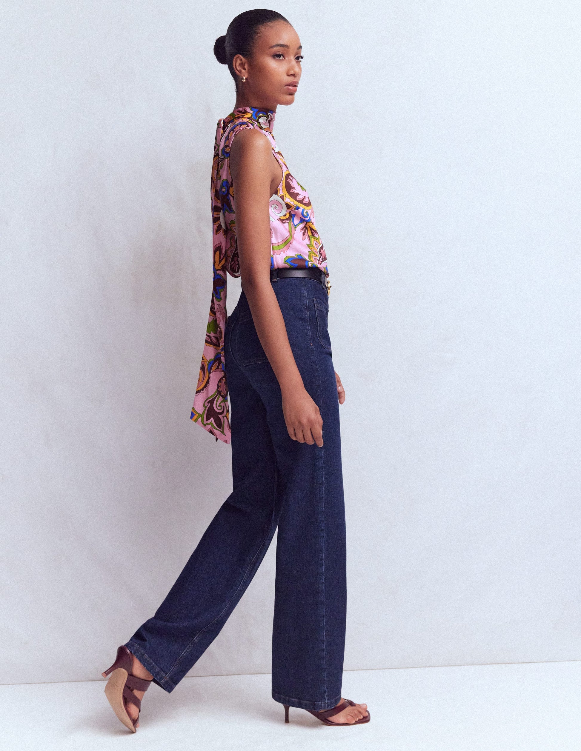 Satin Halterneck Top-Paisley Print-5