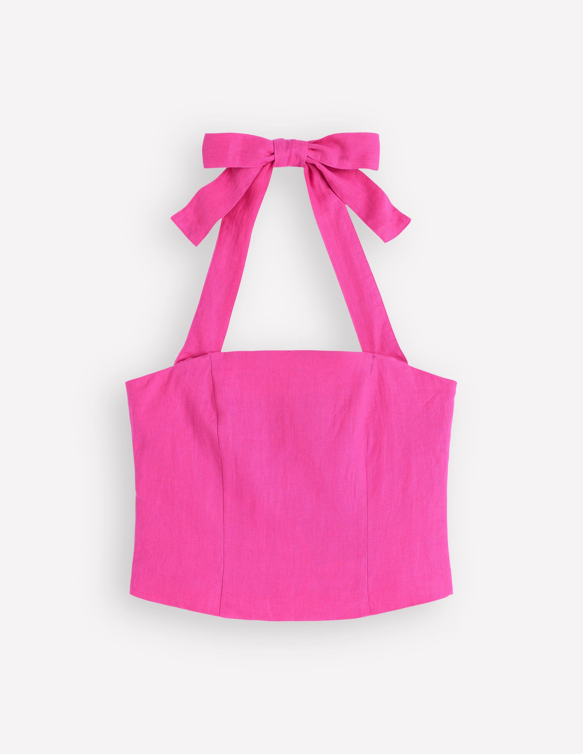 Halterneck Linen Top-Bright Pink-6