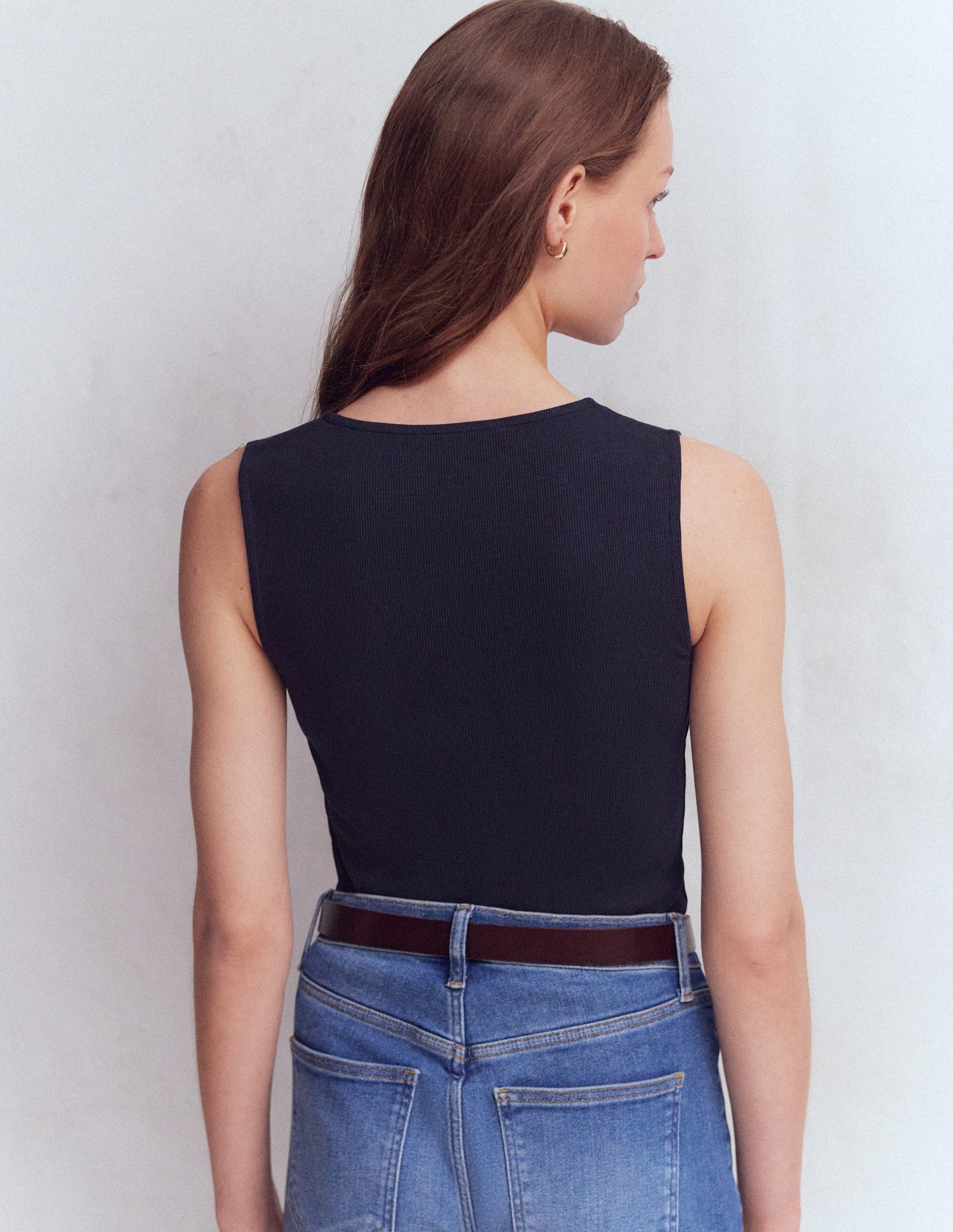 Evie Button Through Rib Vest-Navy-3