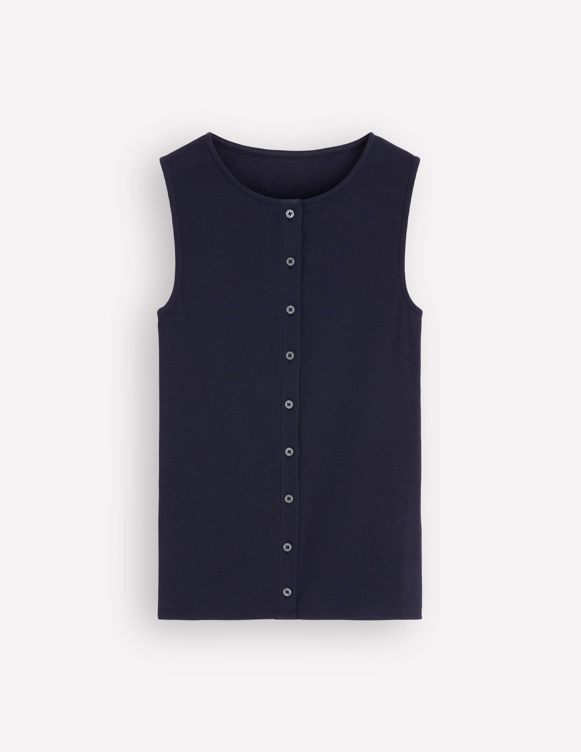Evie Button Through Rib Vest-Navy-5