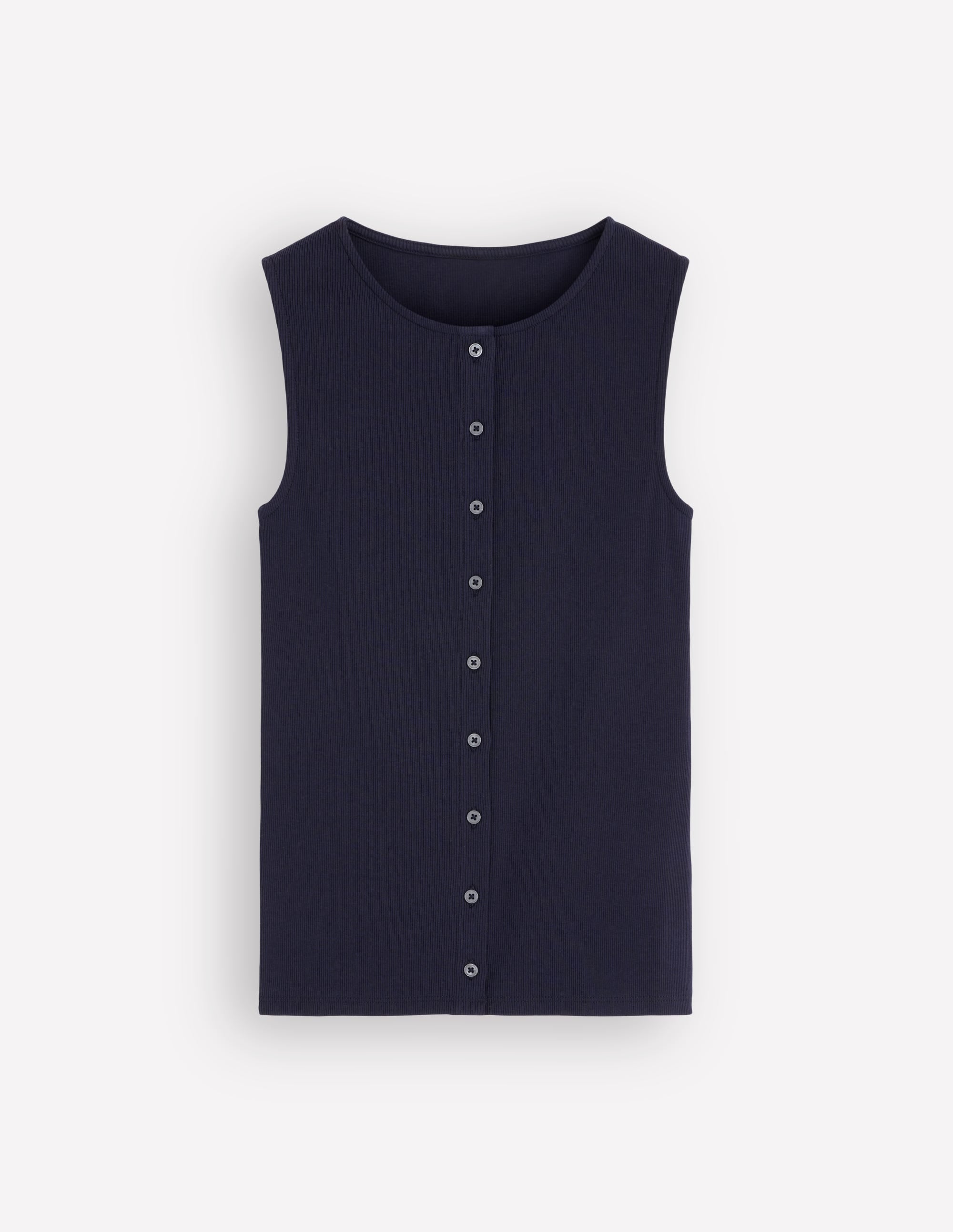 Evie Button Through Rib Vest-Navy - Image 5