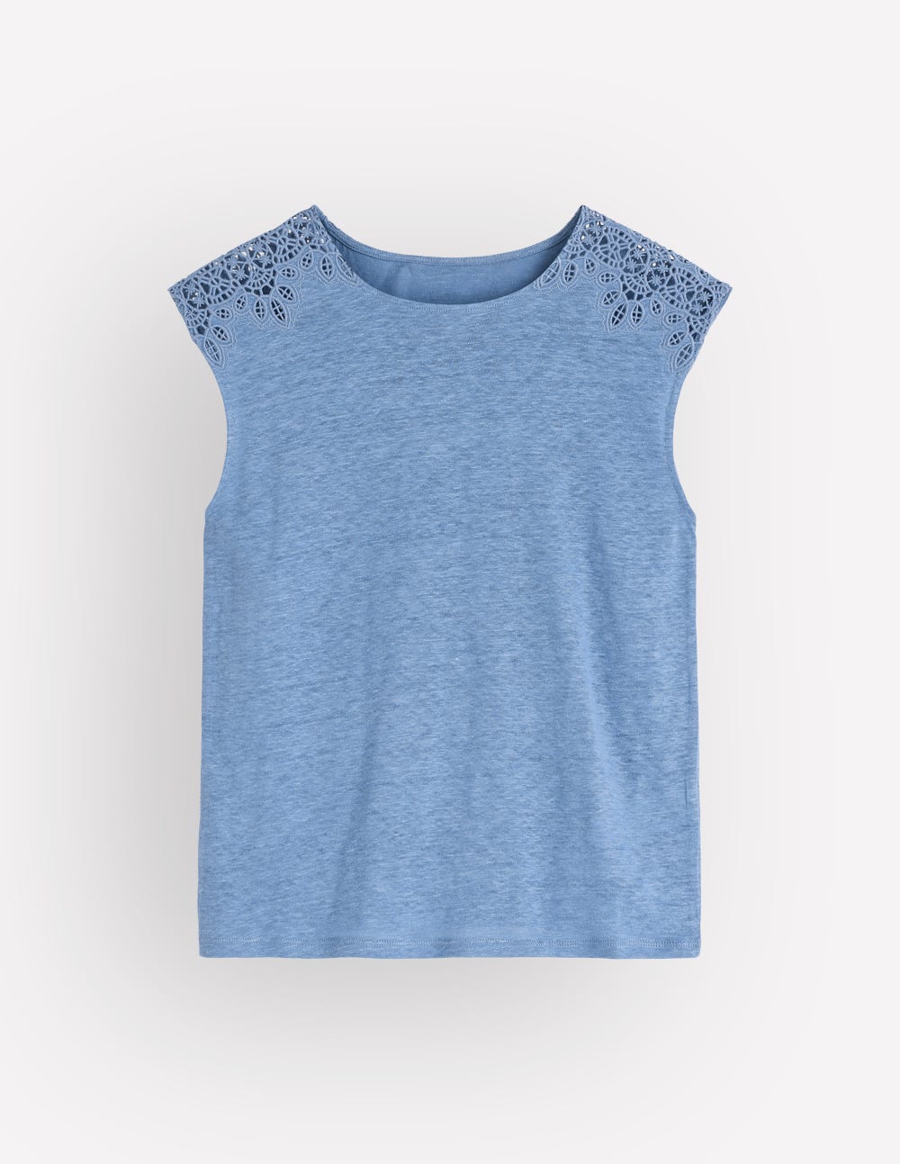 Tara Cutwork Linen Tee-Ashleigh Blue-4