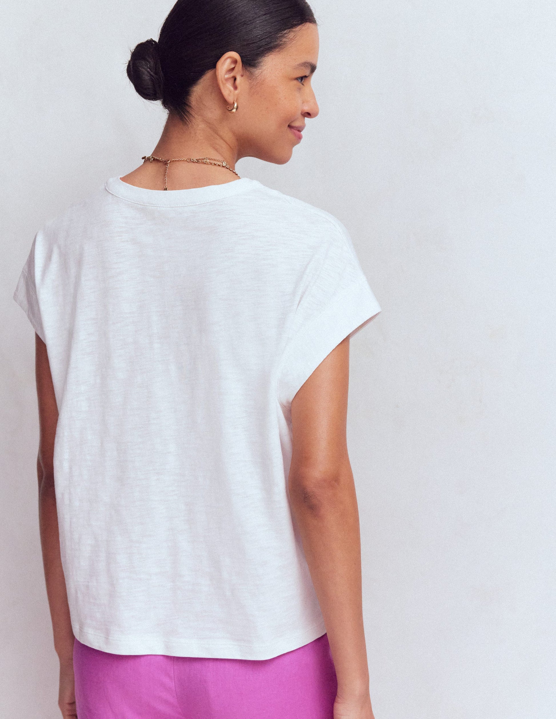 Nina Embroidered Notch T-shirt-White - Multi Embroidery-3