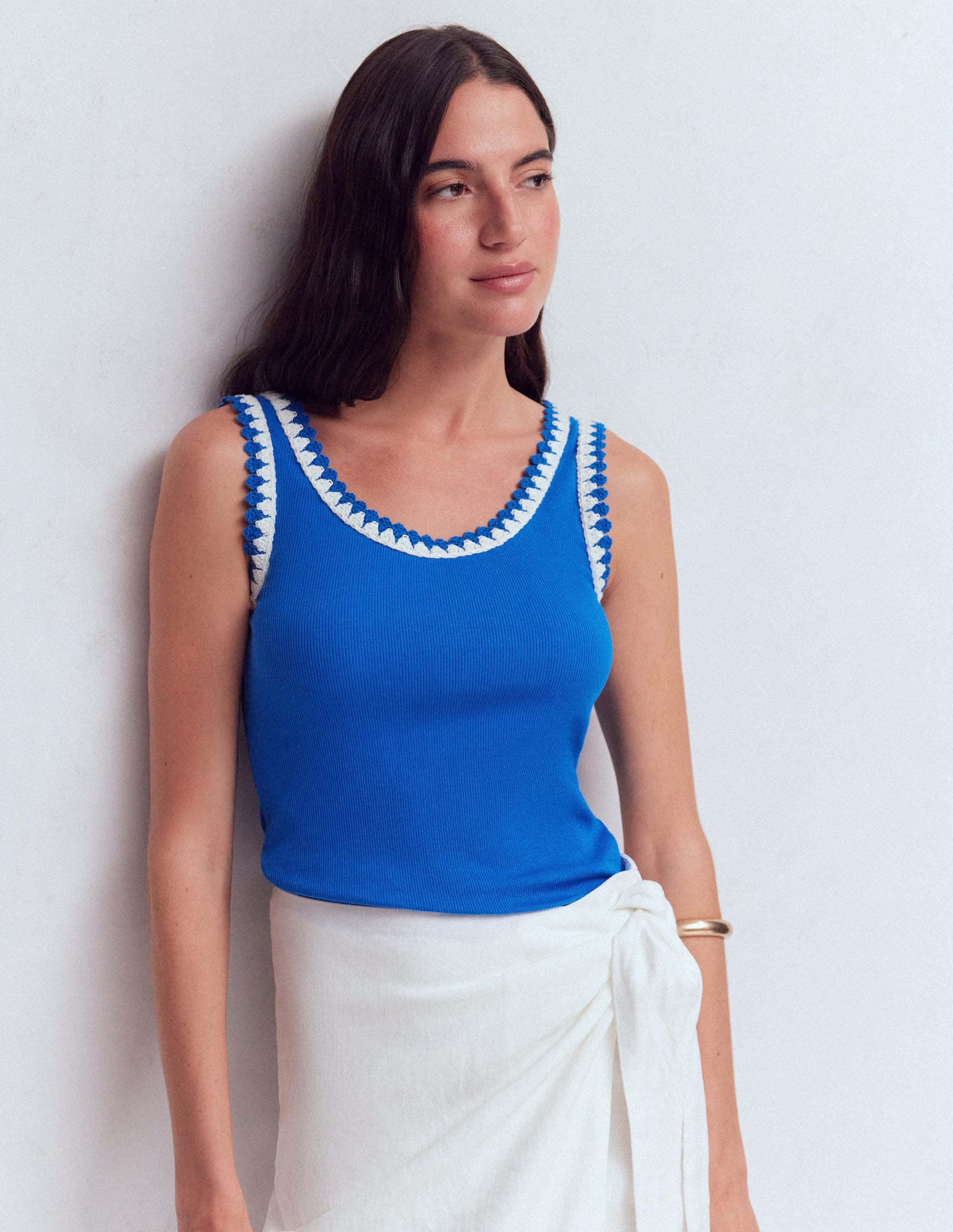 Maddie Trim Detail Vest-Kingfisher Blue - Image 1