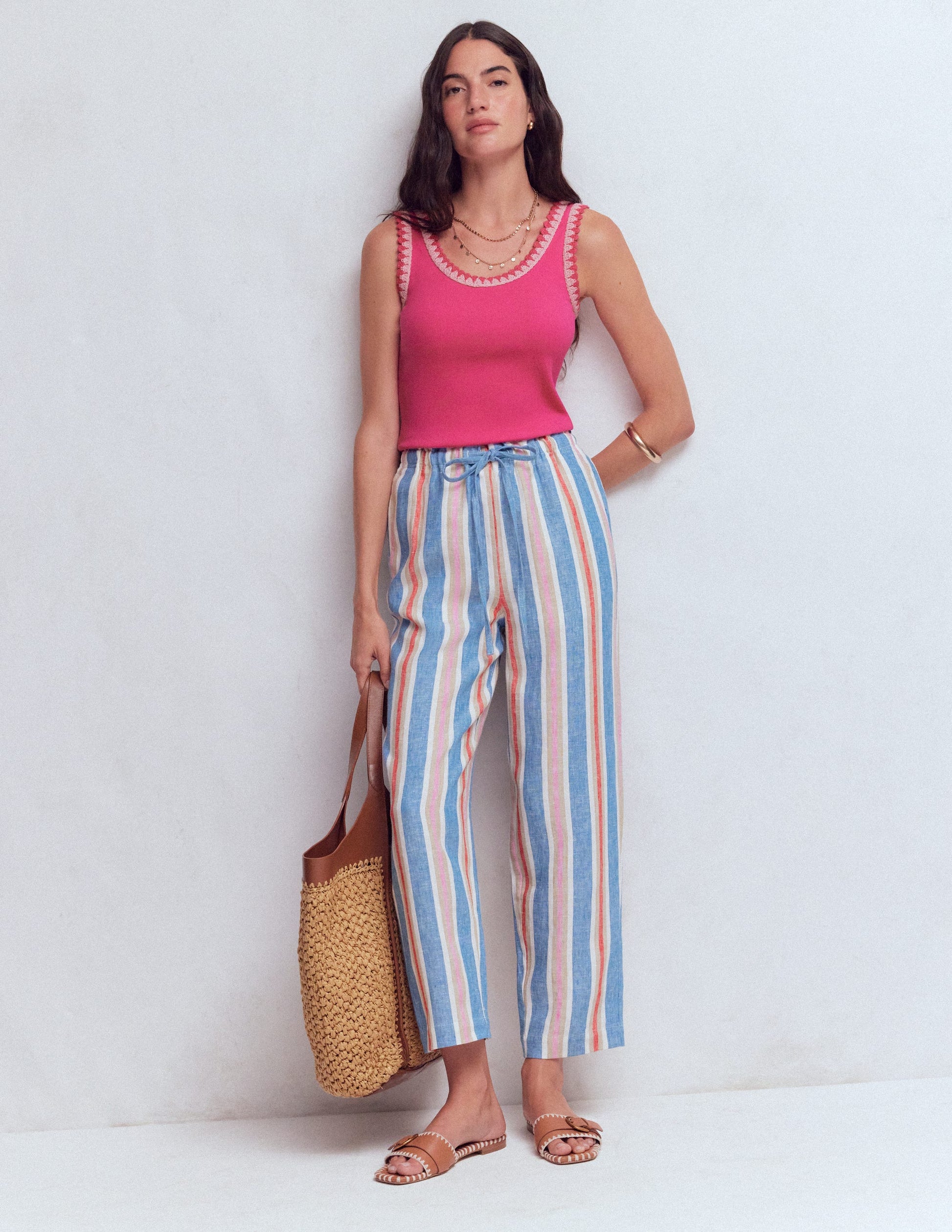 Maddie Trim Detail Vest-Pink Peony-4