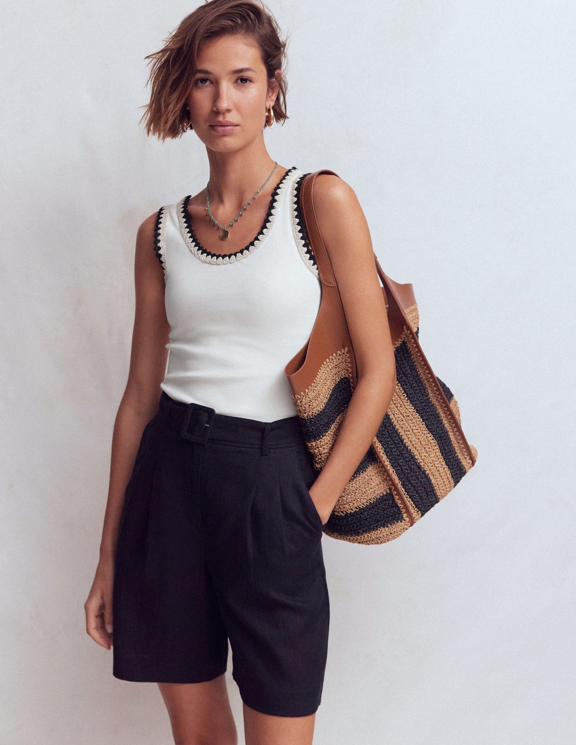 Maddie Trim Detail Vest-Ivory-5