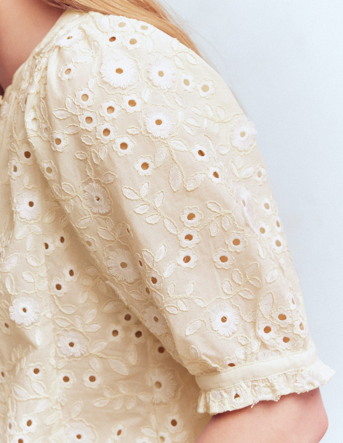 Camille Embroidered Cotton Top-Ivory Broderie - Image 2