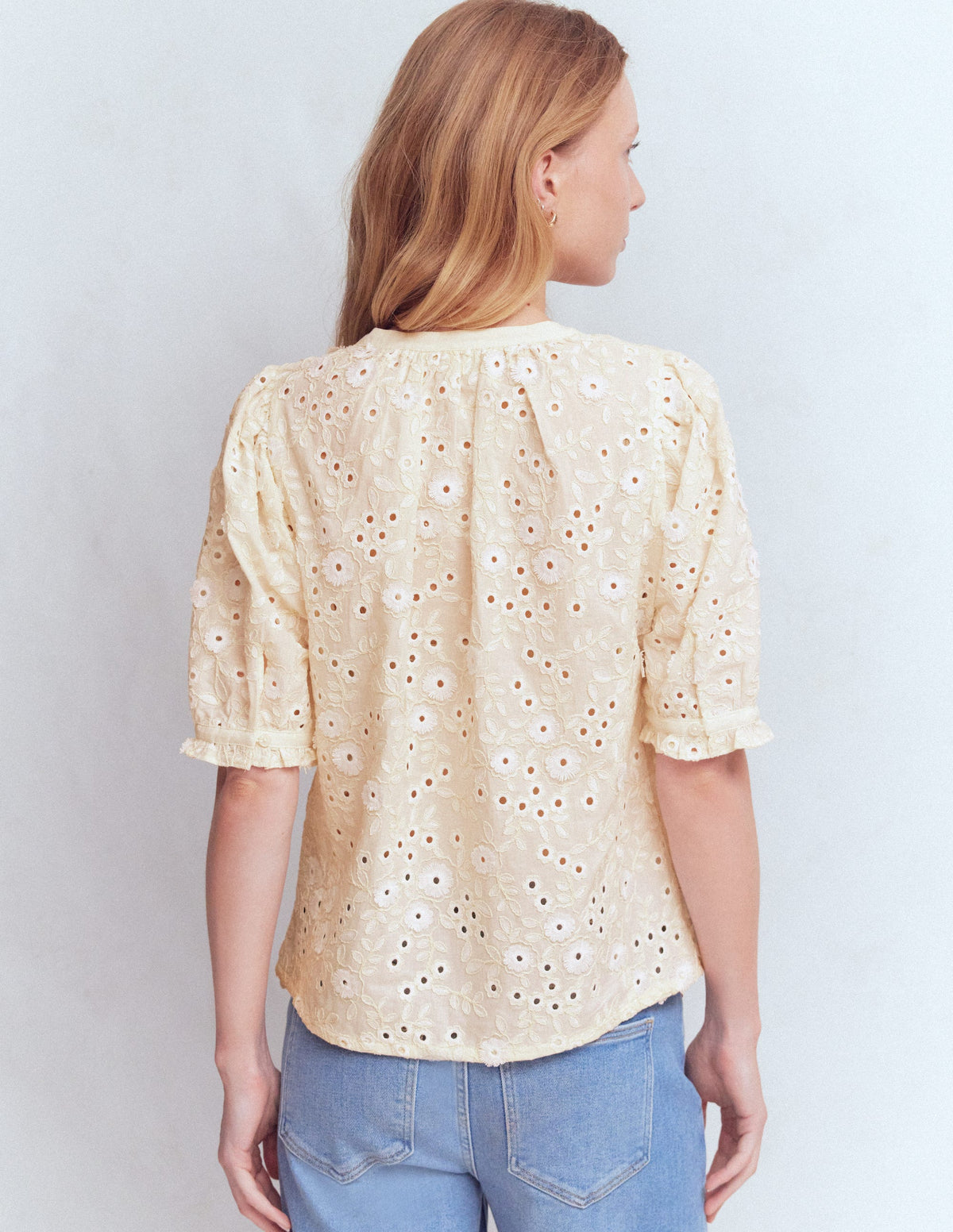 Camille Embroidered Cotton Top-Ivory Broderie - Image 3