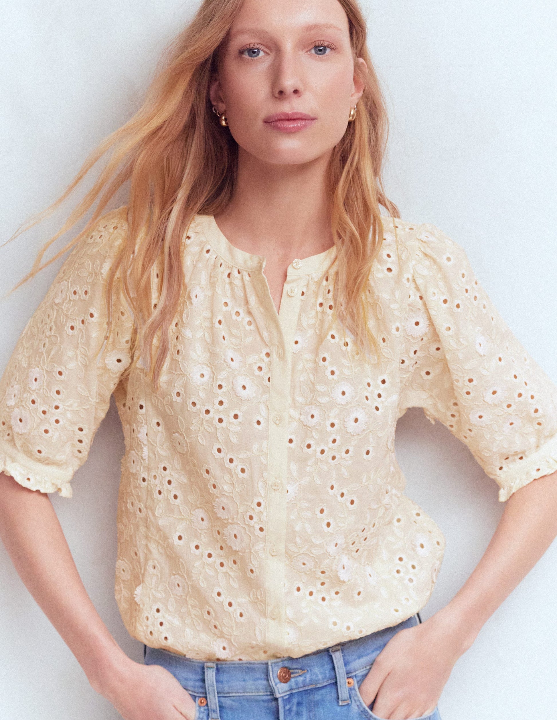 Camille Embroidered Cotton Top-Ivory Broderie-4
