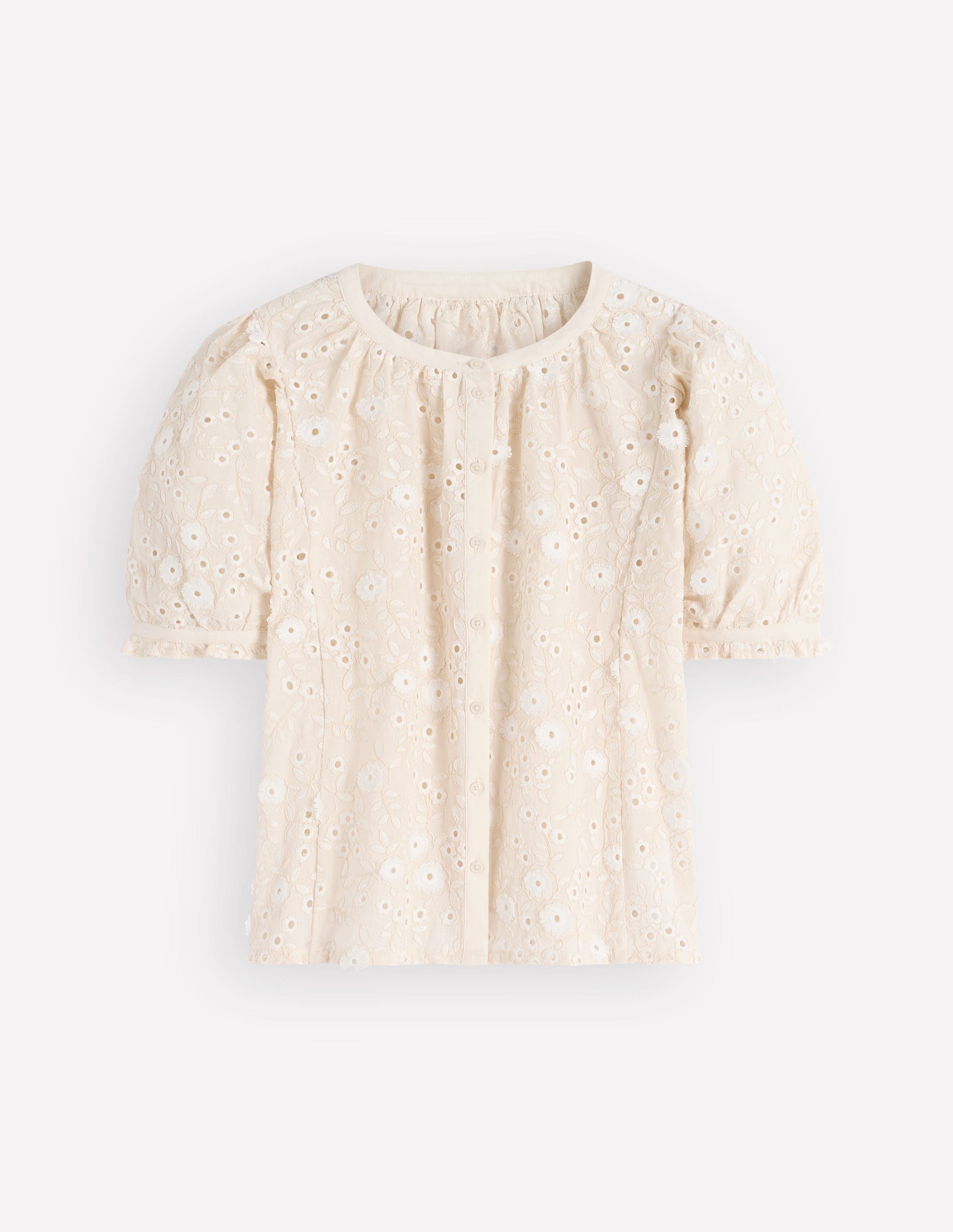 Camille Embroidered Cotton Top-Ivory Broderie-5