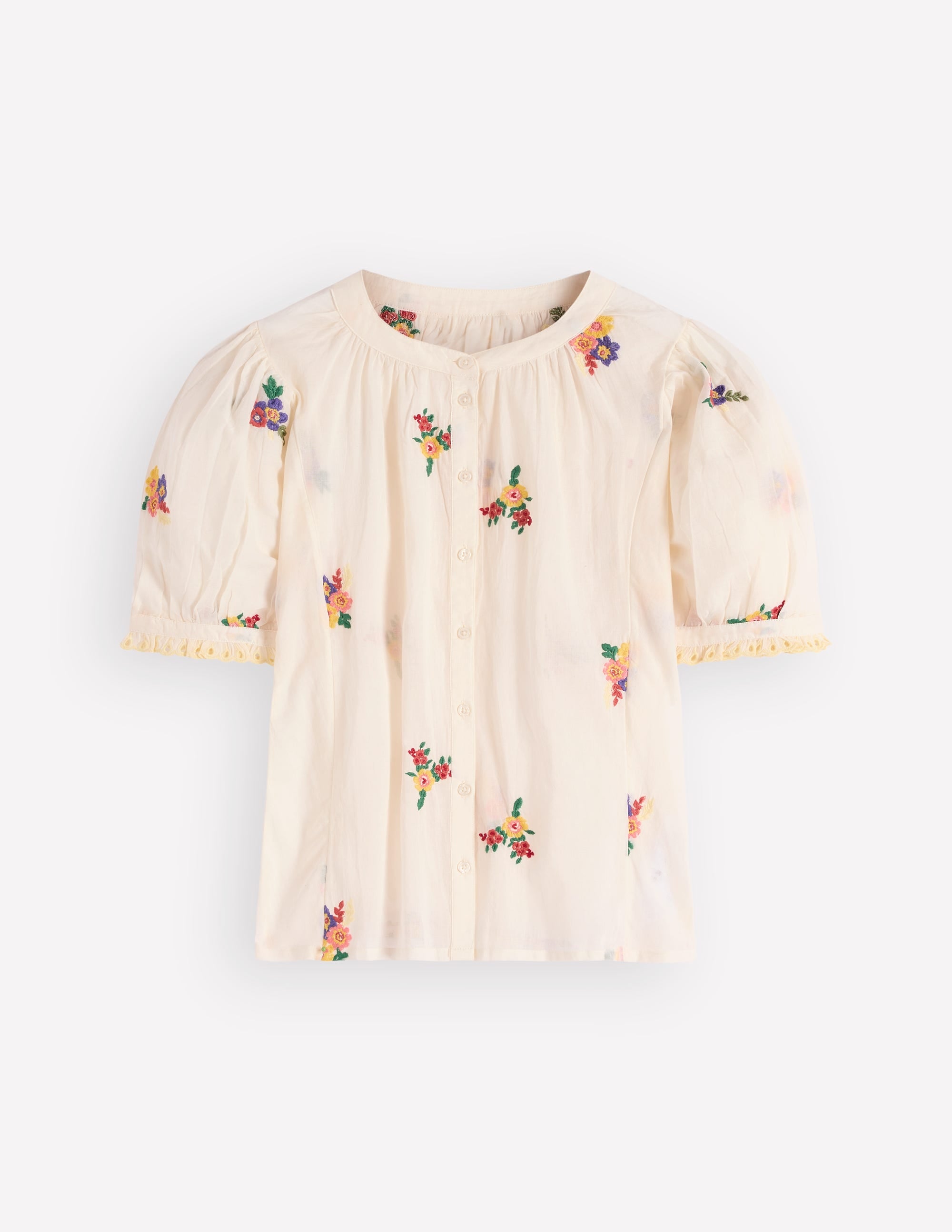 Camille Embroidered Cotton Top-Ivory Floral Embroidery - Image 6
