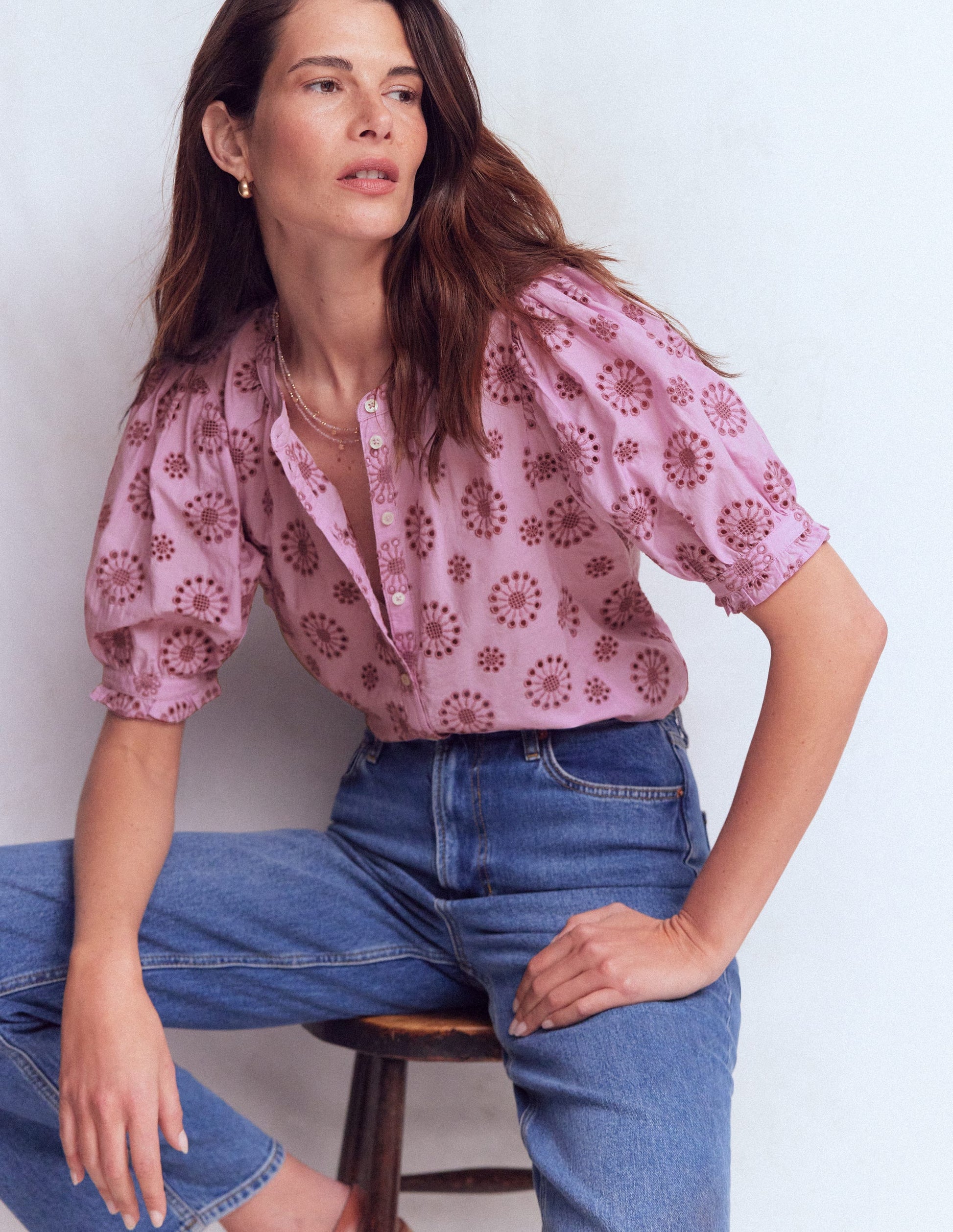 Camille Embroidered Cotton Top-Soft Lavender-1
