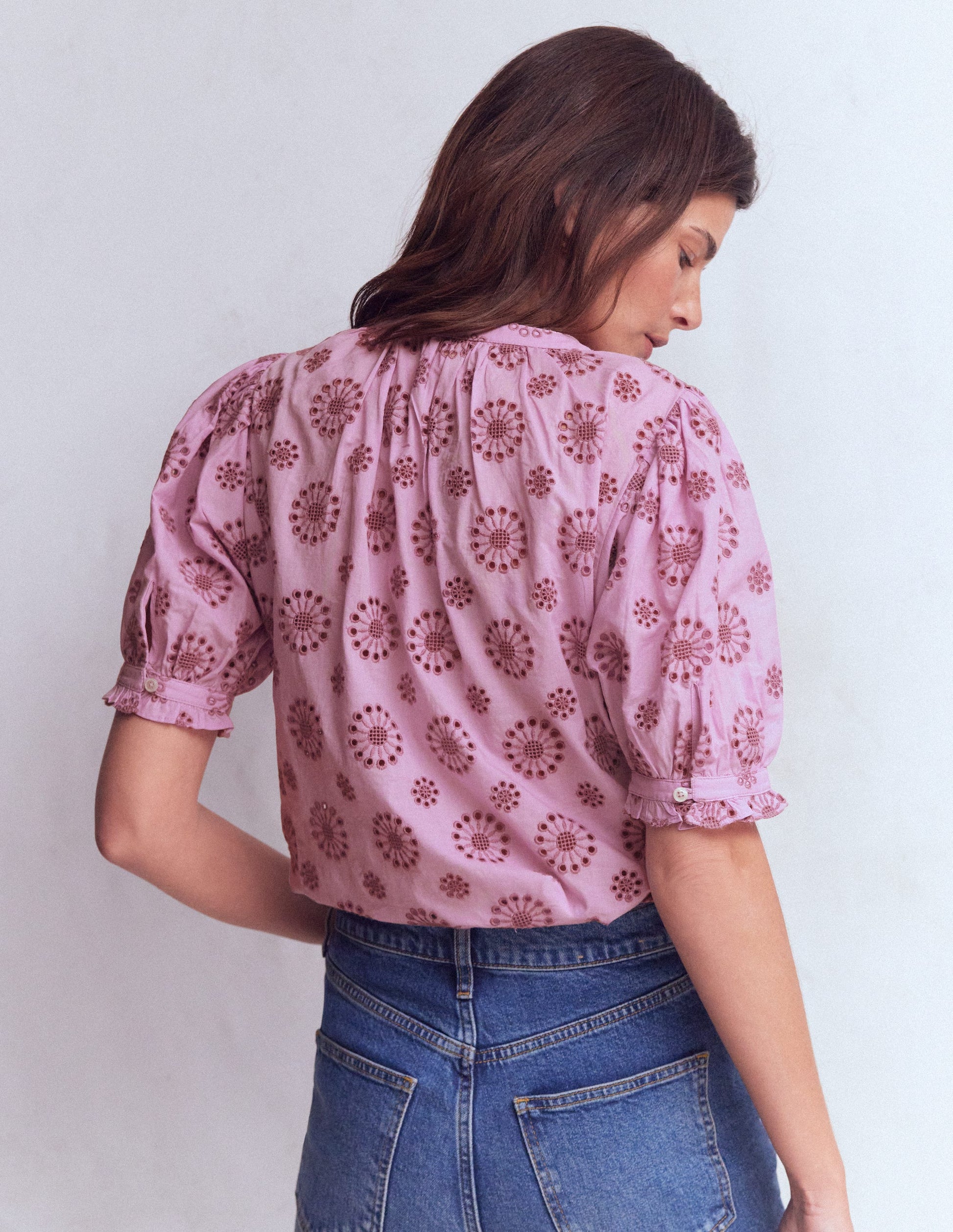 Camille Embroidered Cotton Top-Soft Lavender-3