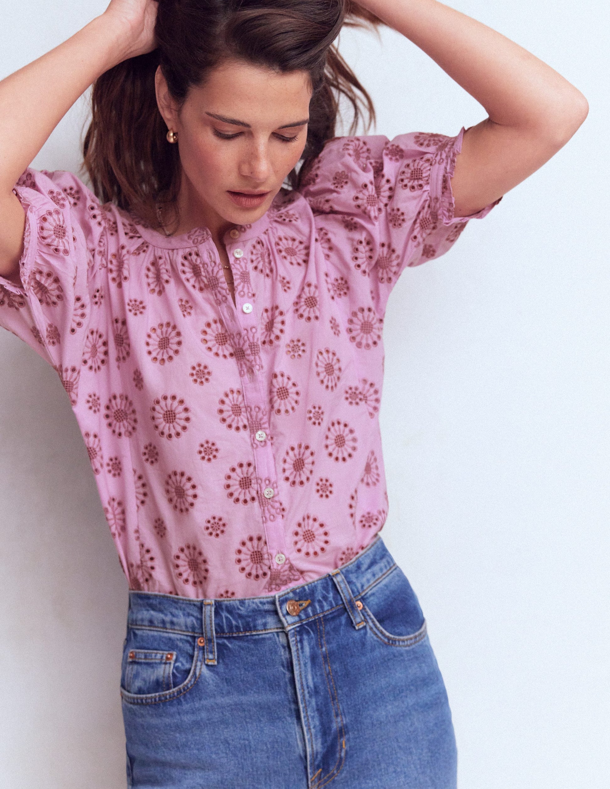 Camille Embroidered Cotton Top-Soft Lavender-4