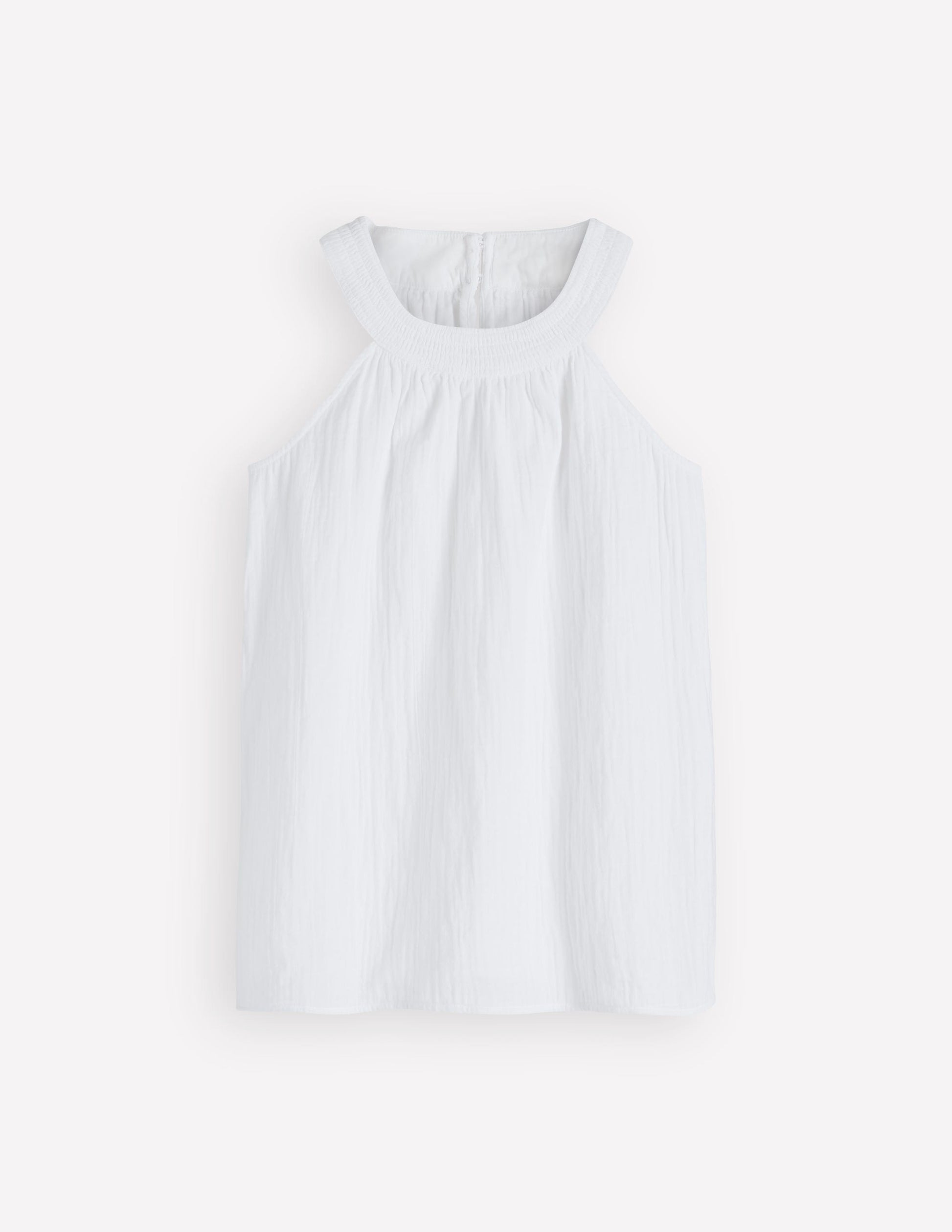 Halter-neck Double Cloth Top-White-6