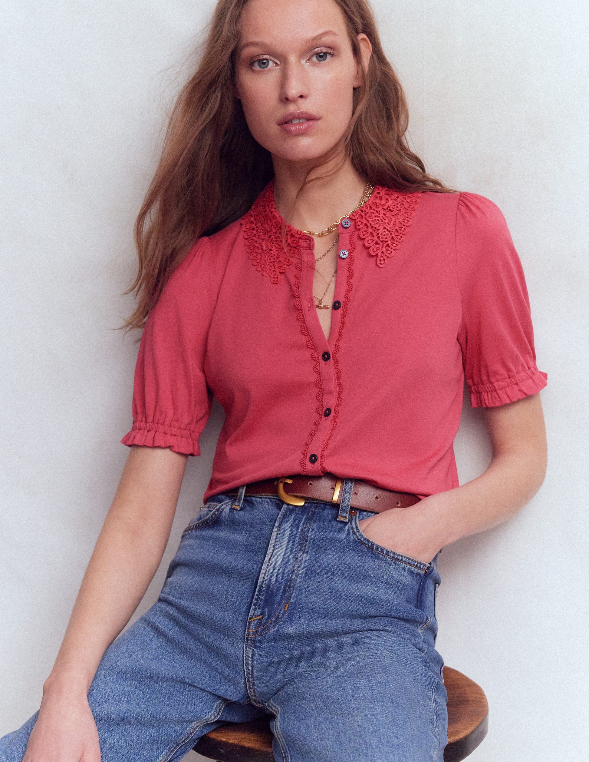 Nessa Broderie Collar Blouse-Cherry Blush-1