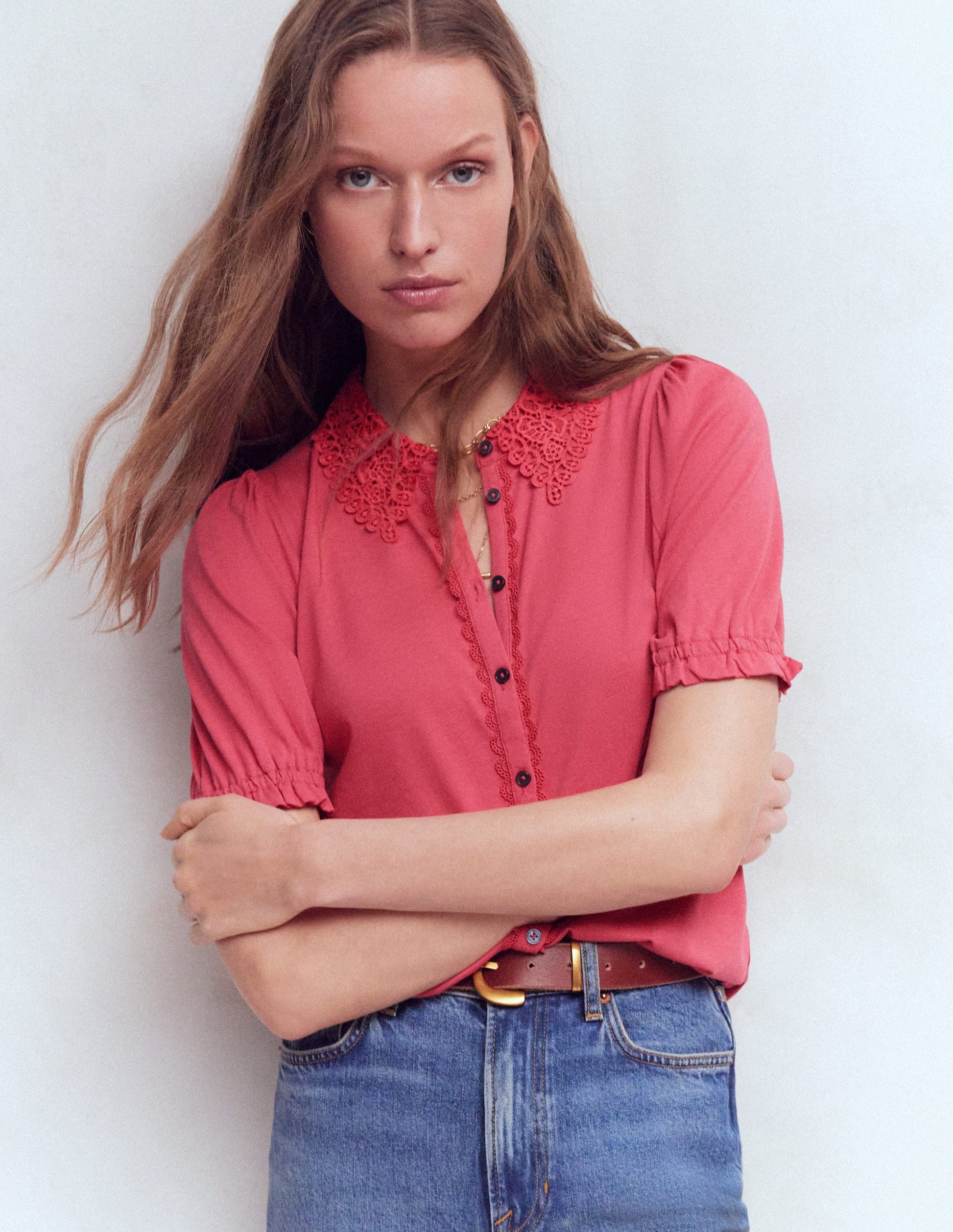 Nessa Broderie Collar Blouse-Cherry Blush-4