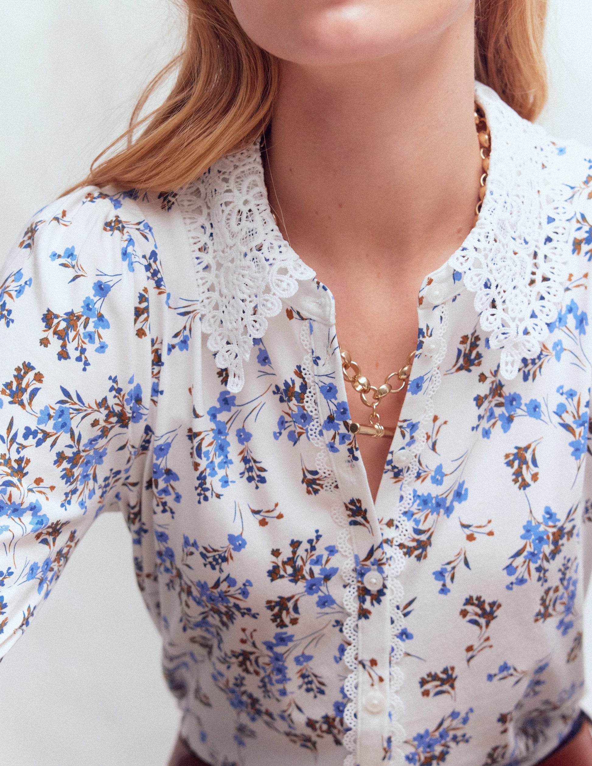 Nessa Broderie Collar Blouse-Ivory, Blue Bloom Scatter-2