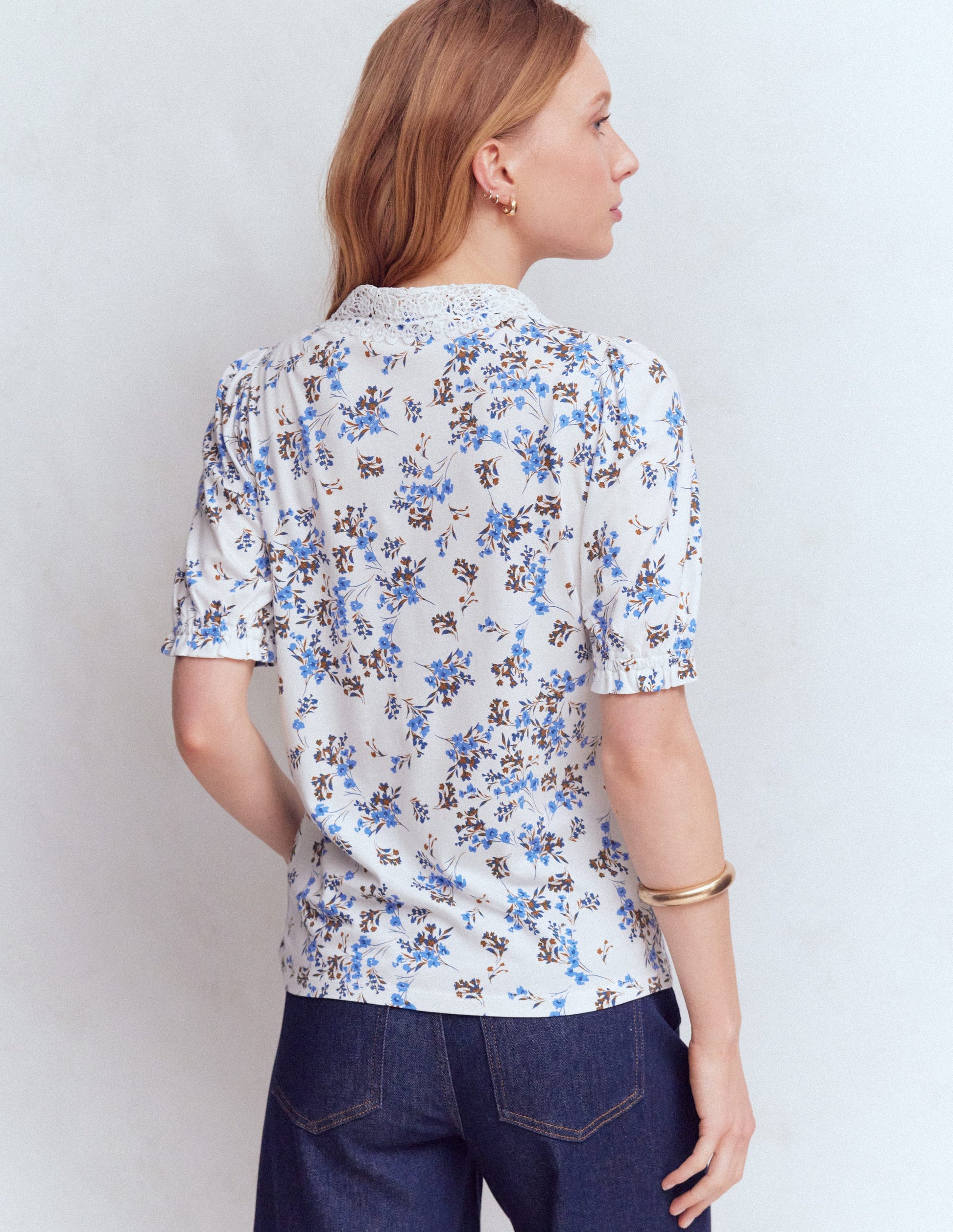 Nessa Broderie Collar Blouse-Ivory, Blue Bloom Scatter-3