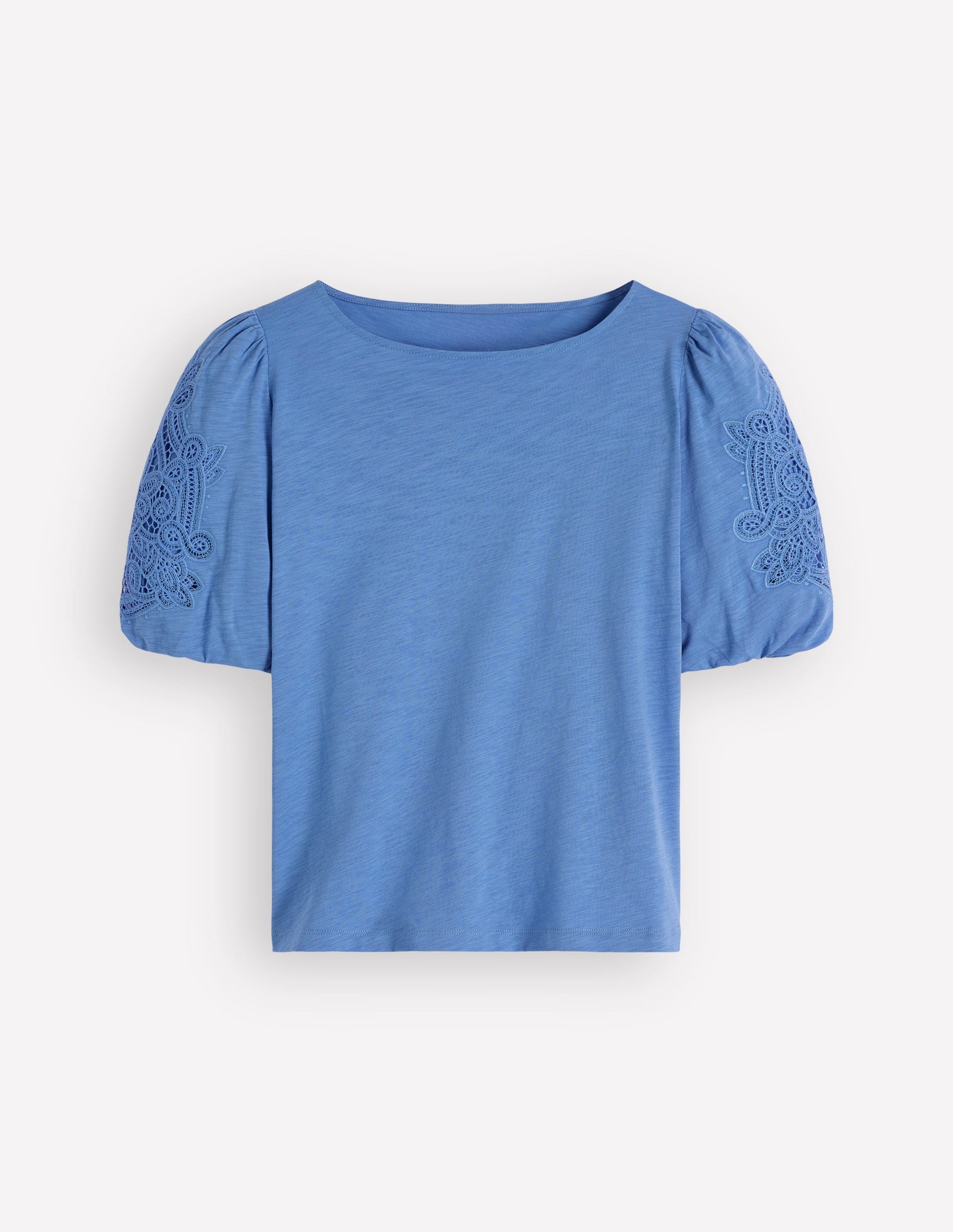 Cutwork Detail Jersey Top-Forget Me Not Blue-5