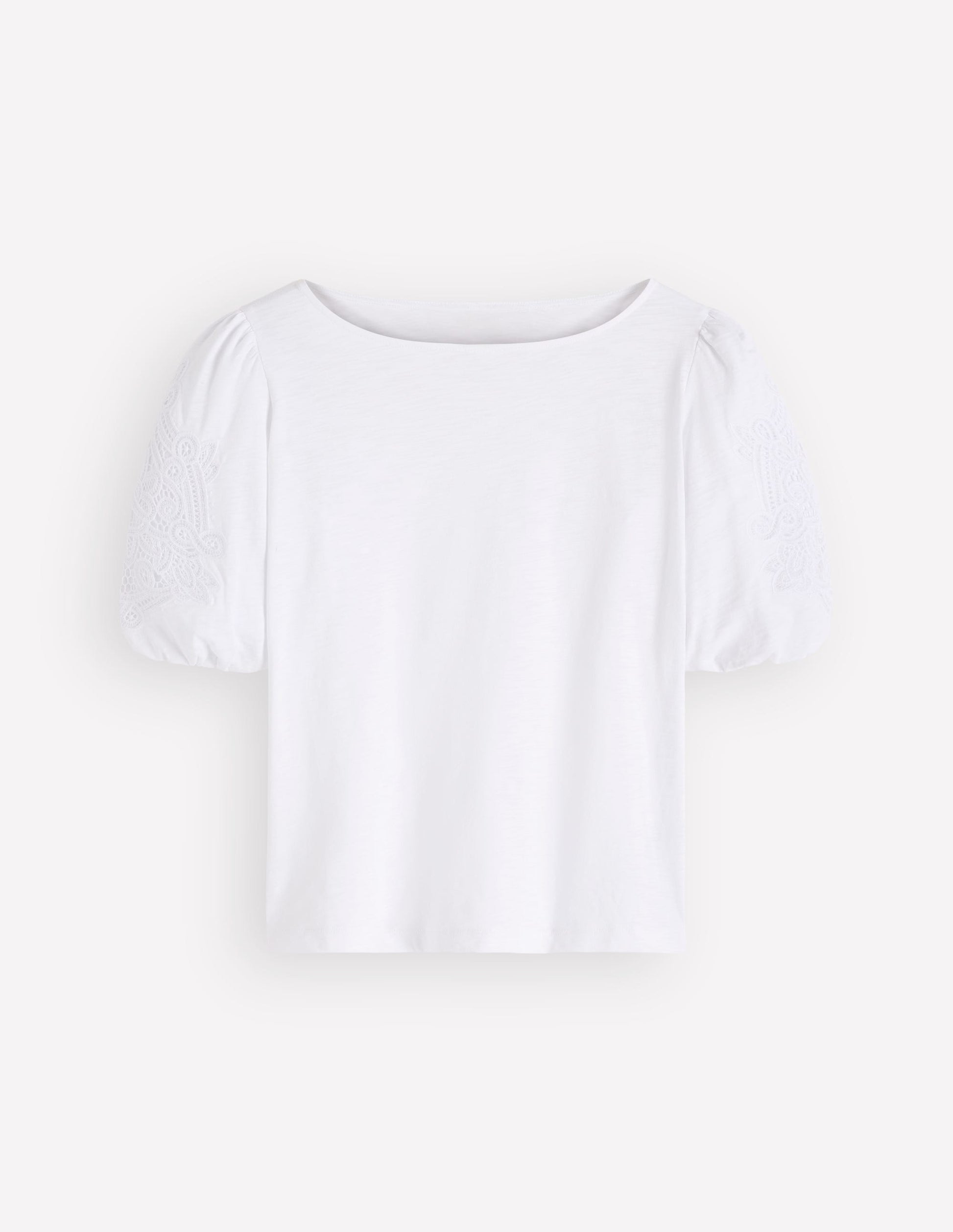 Cutwork Detail Jersey Top-White-4