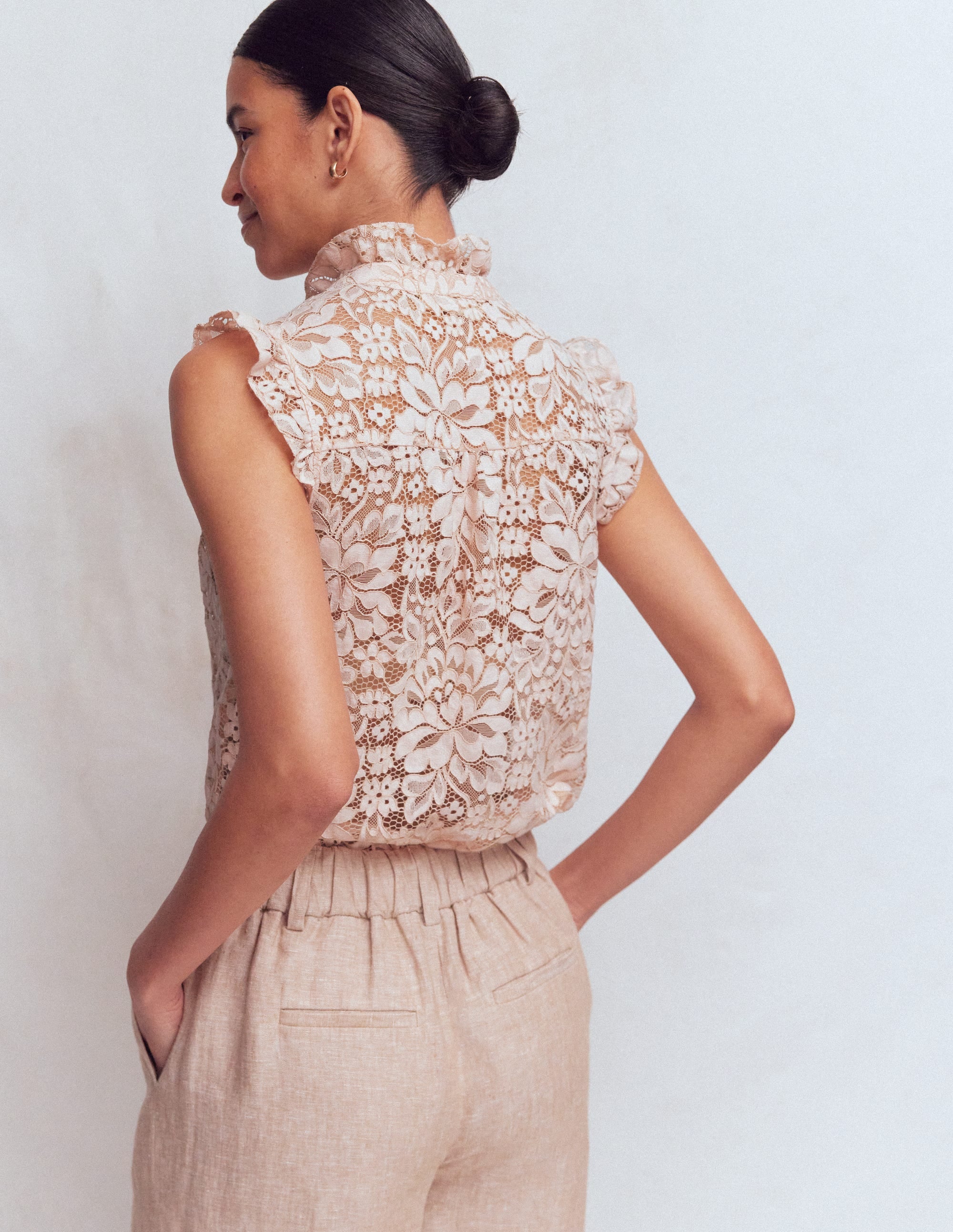 Isabel Sleeveless Lace Top-Pale Pink | Boden UK