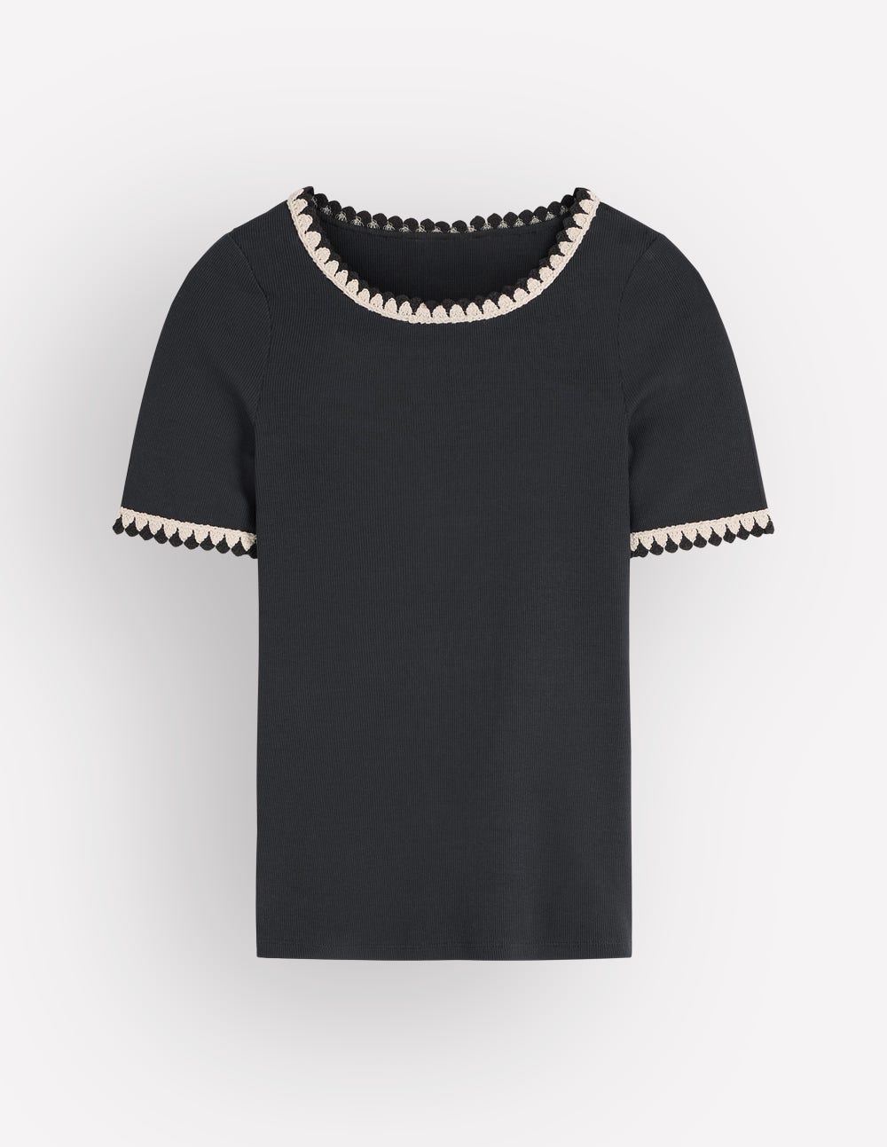 Maddie Trim Detail T-Shirt-Black-5