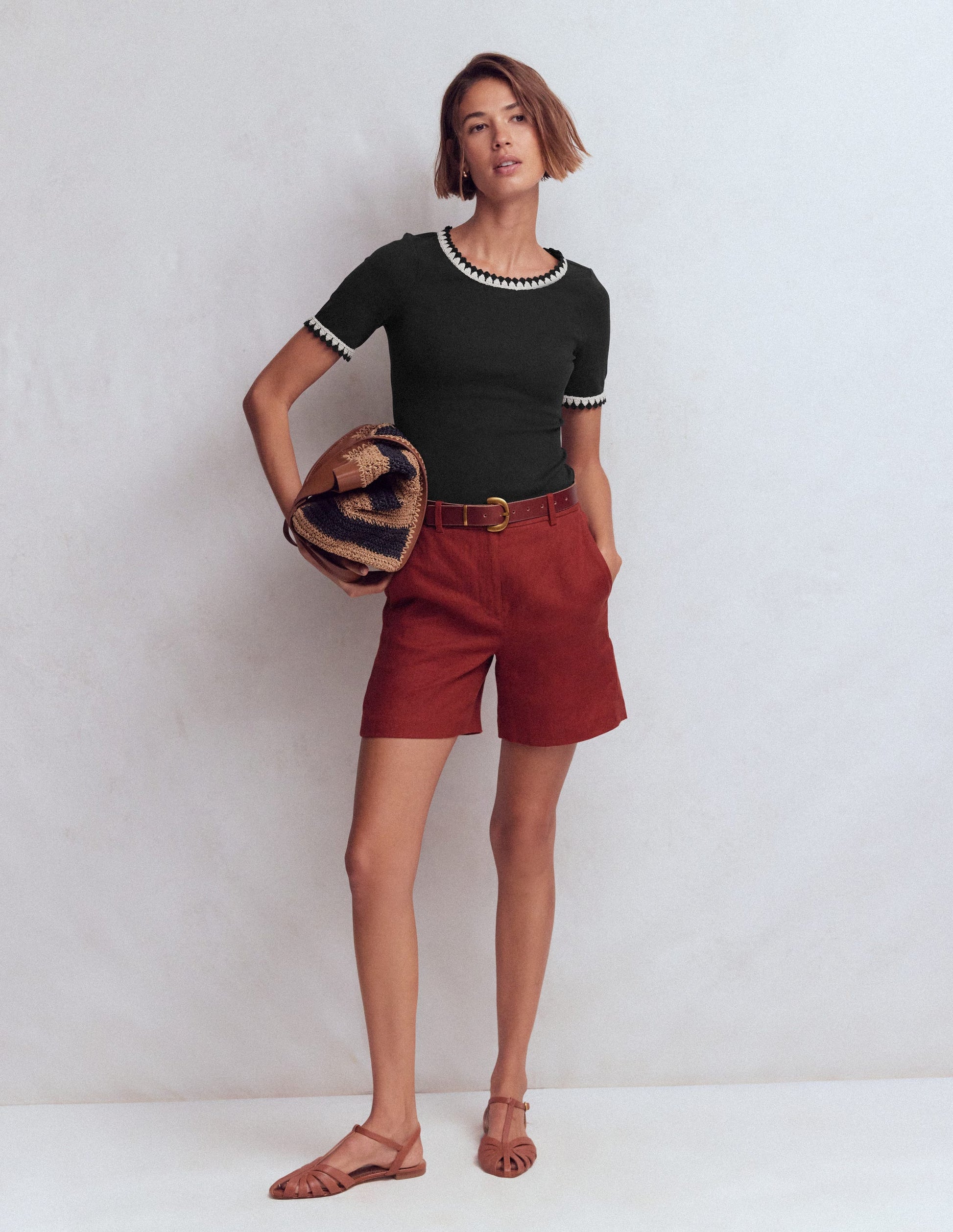 Maddie Trim Detail T-Shirt-Black-4