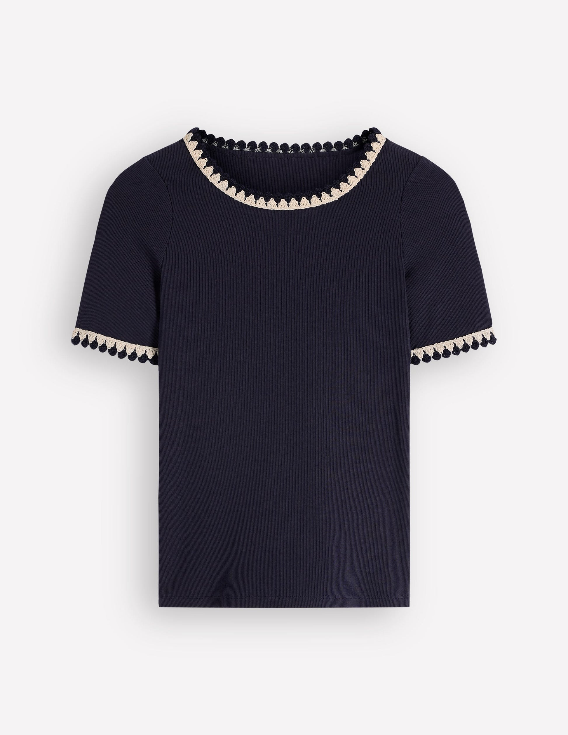Maddie Trim Detail T-Shirt-Navy-5